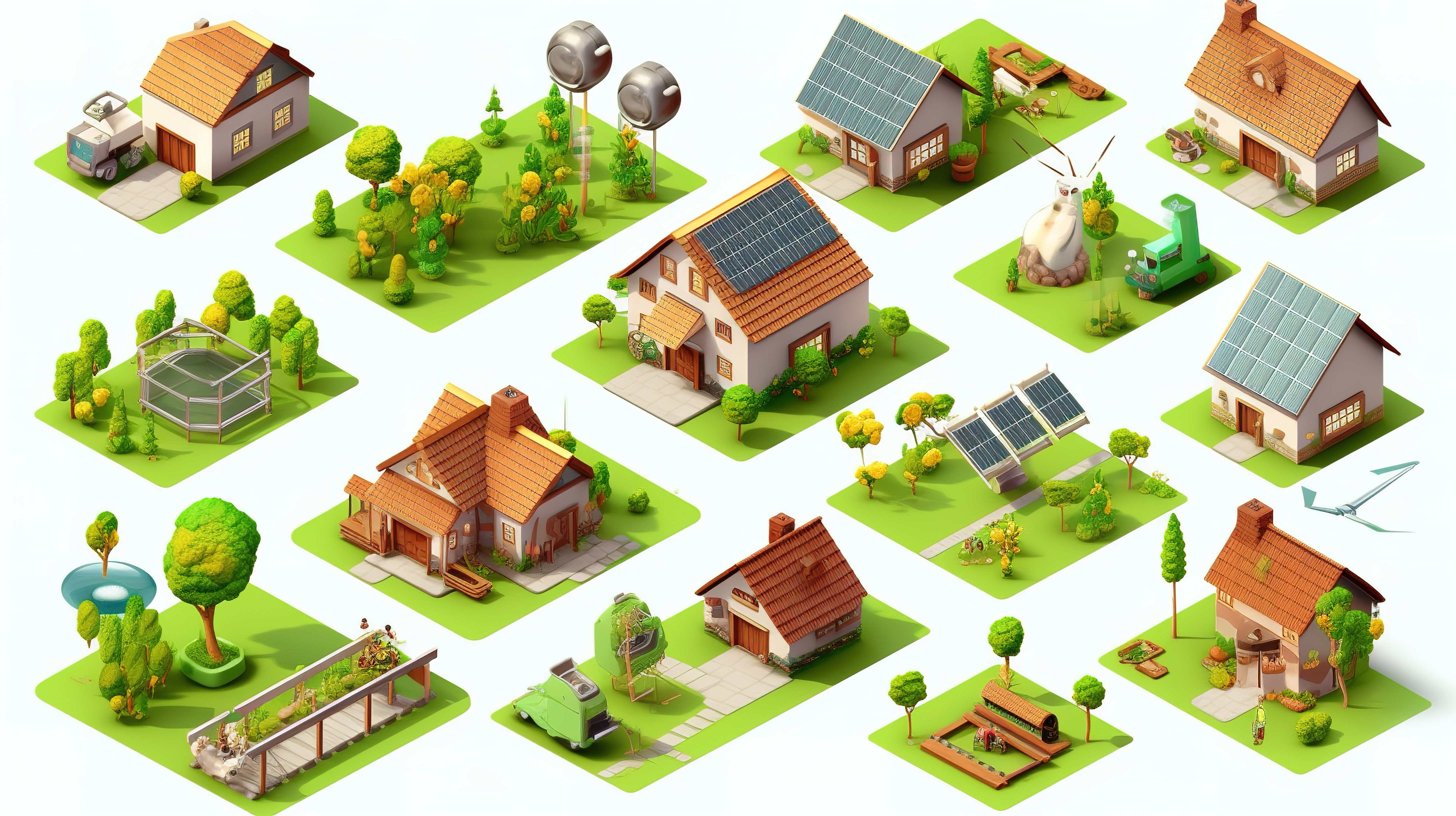 智能家居和自然替代品一套等距 3D 环保绿色能源图片