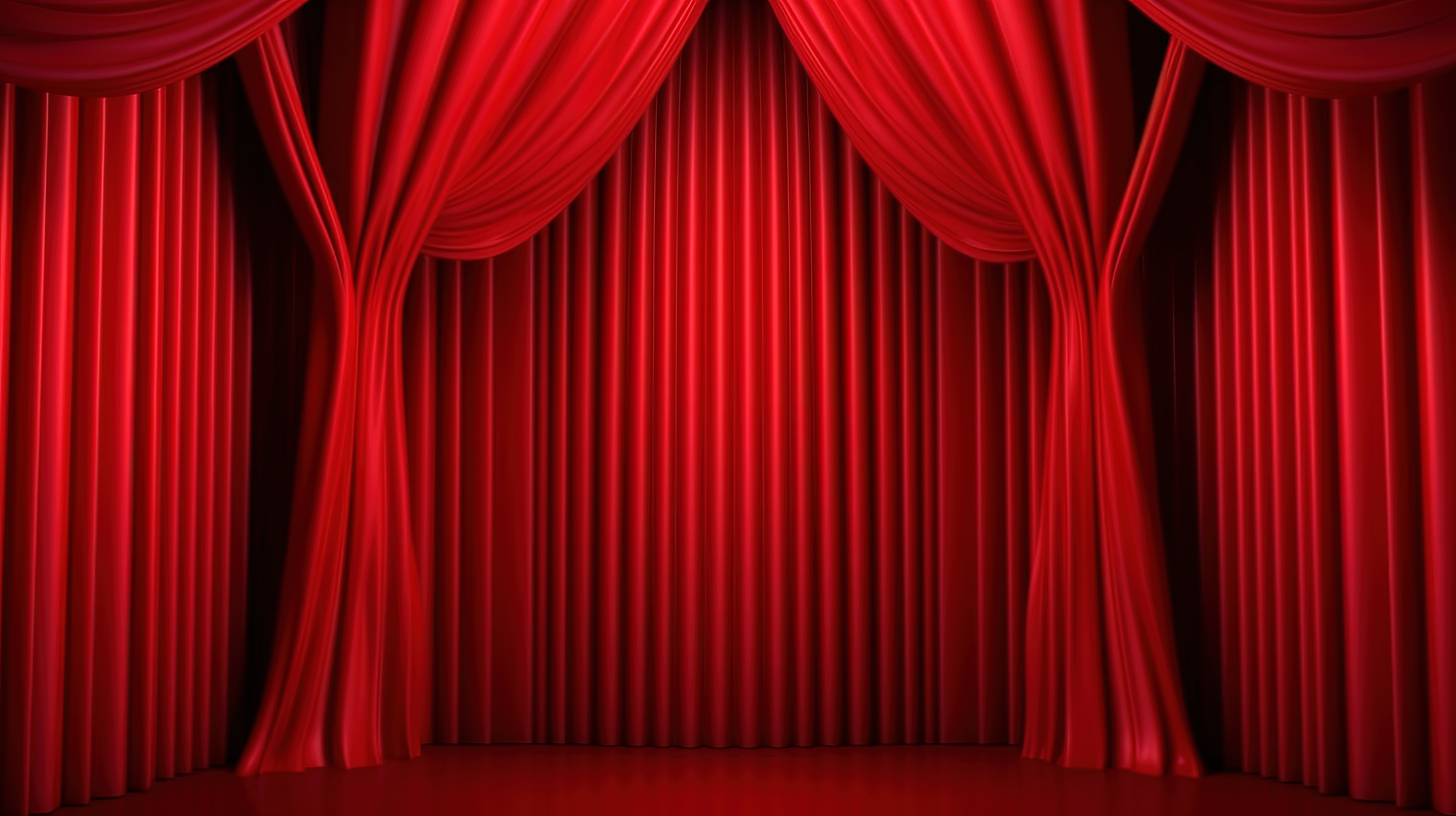 3D 渲染的音乐会和演出演示的红色窗帘设计背景图片