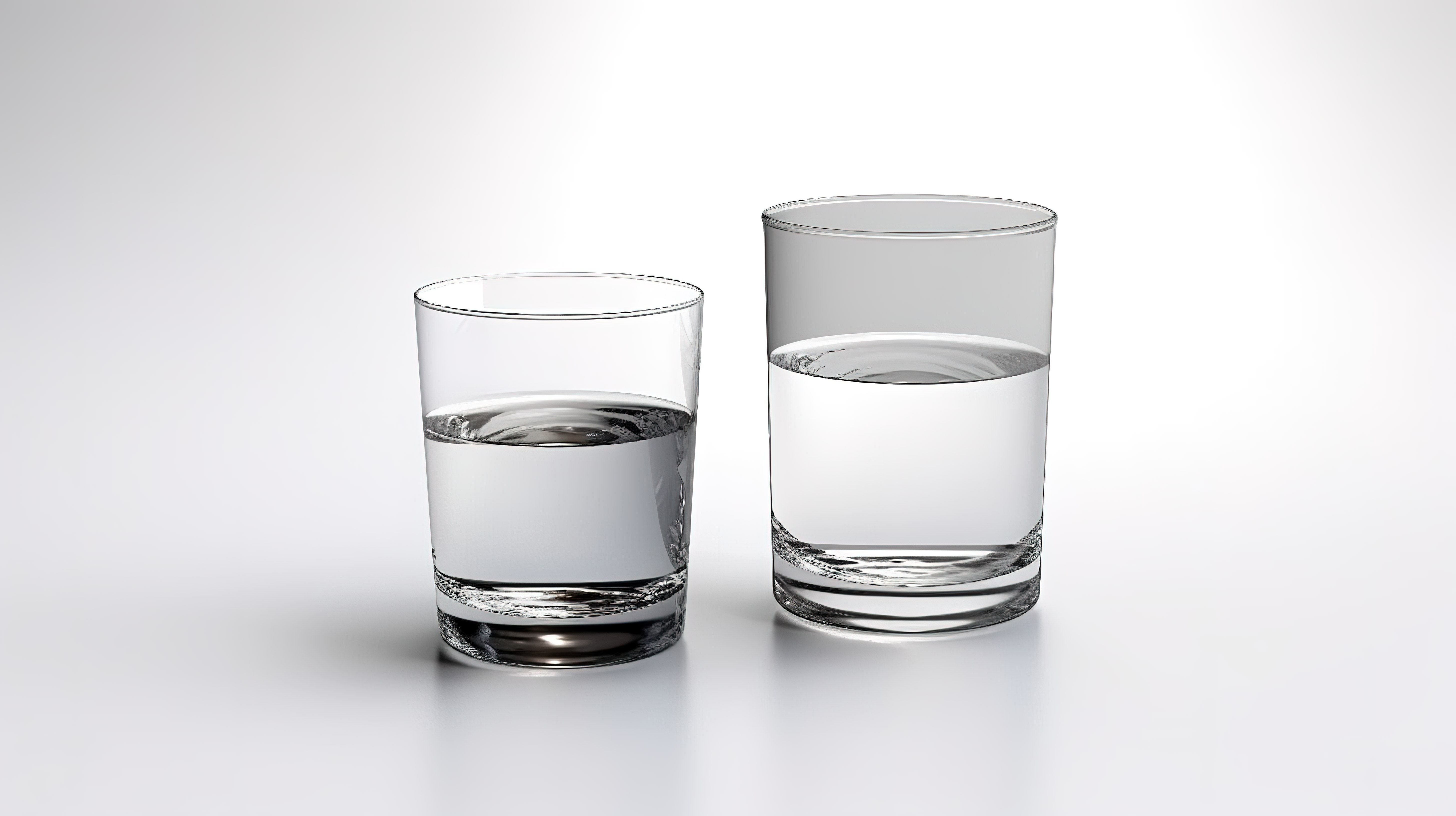 3D 渲染中白色背景上的空饮水杯和透明水杯图片