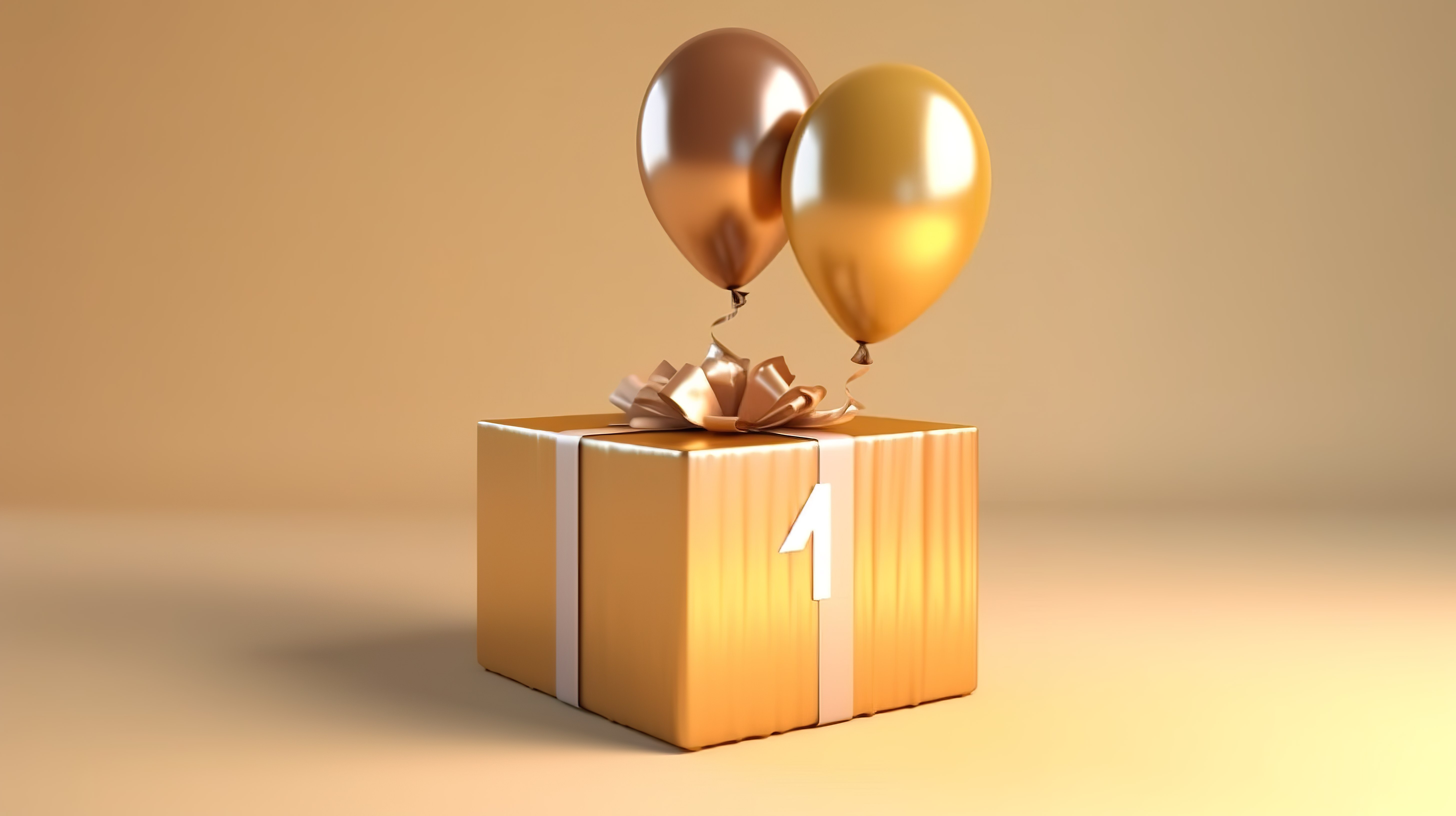 14 岁生日庆祝闪闪发光的气球盒，配有惊喜 3D 插图图片