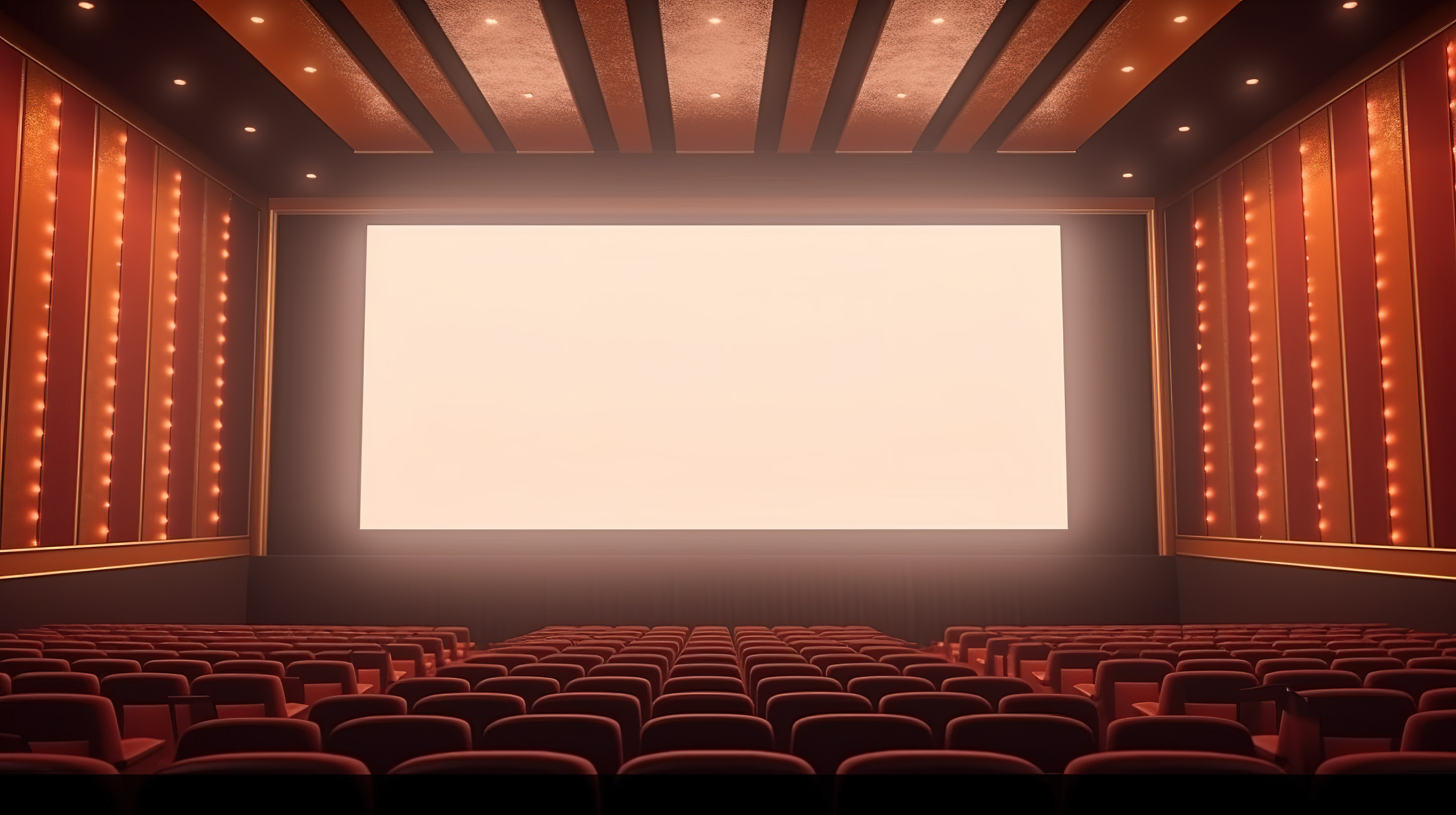 3D 渲染电影院大厅中的空屏幕图片