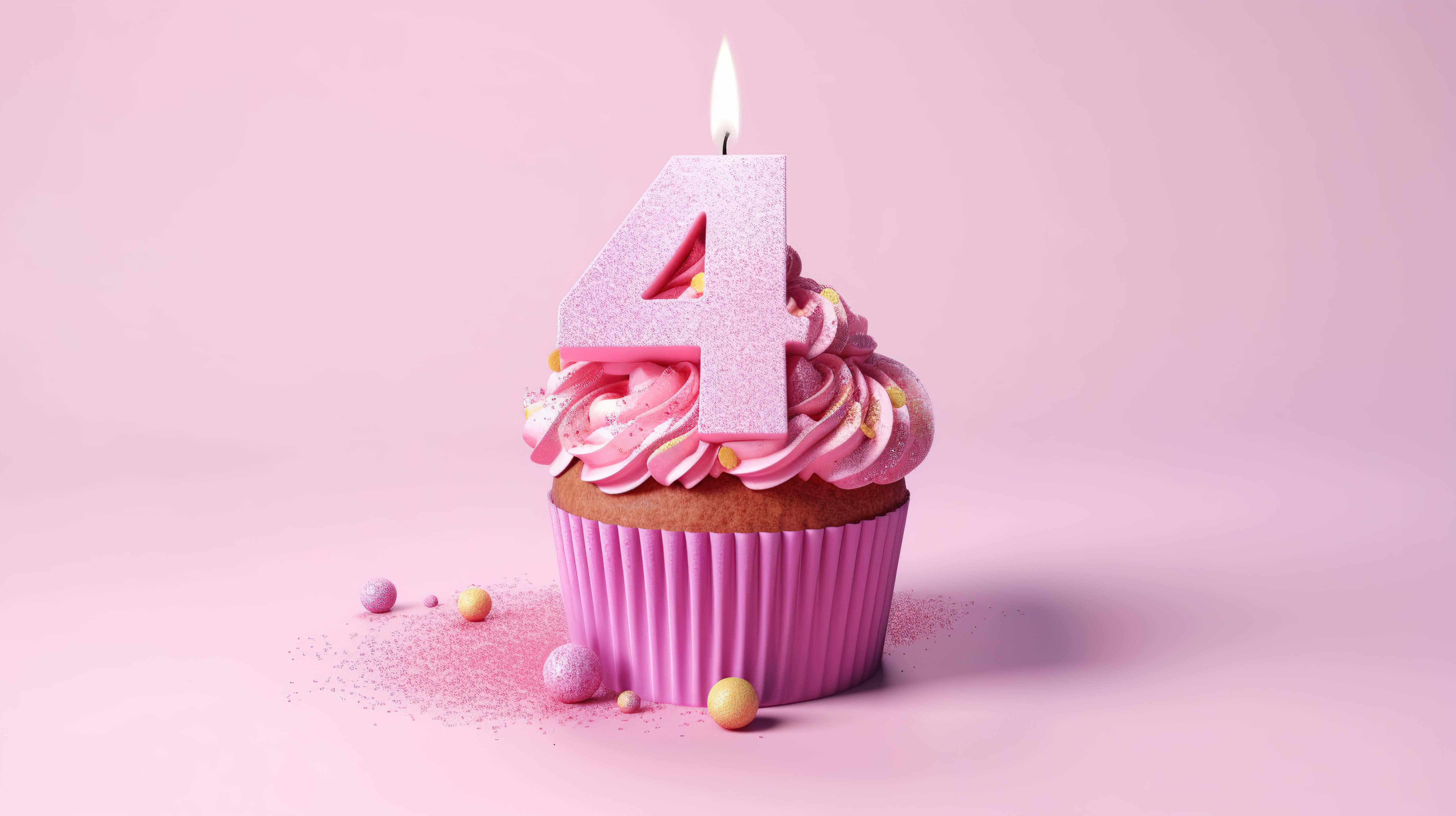 3D 渲染的粉红色蛋糕，以 45 岁生日为主题图片