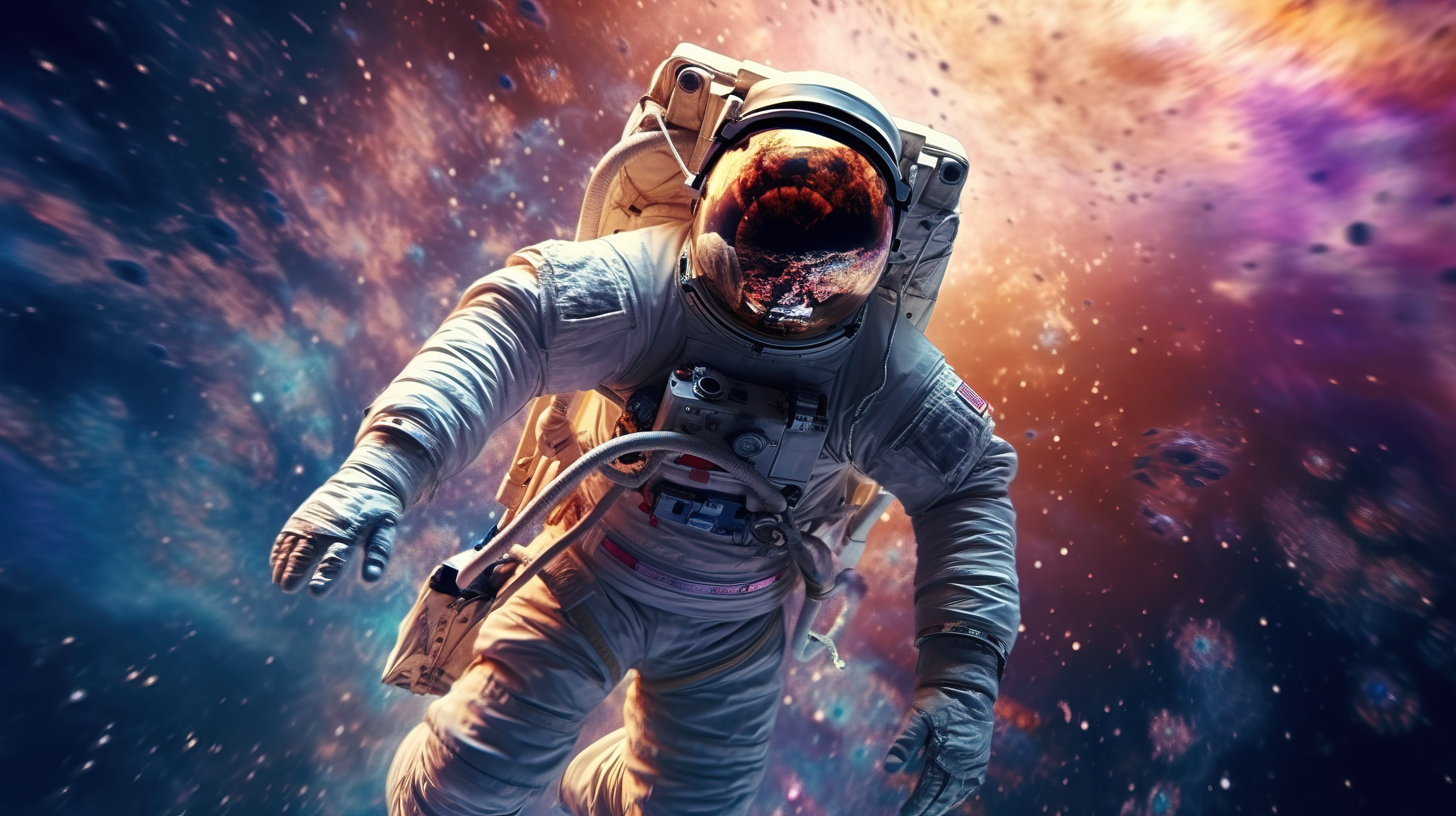 漂浮在太空中的宇航员的 3d 插图图片
