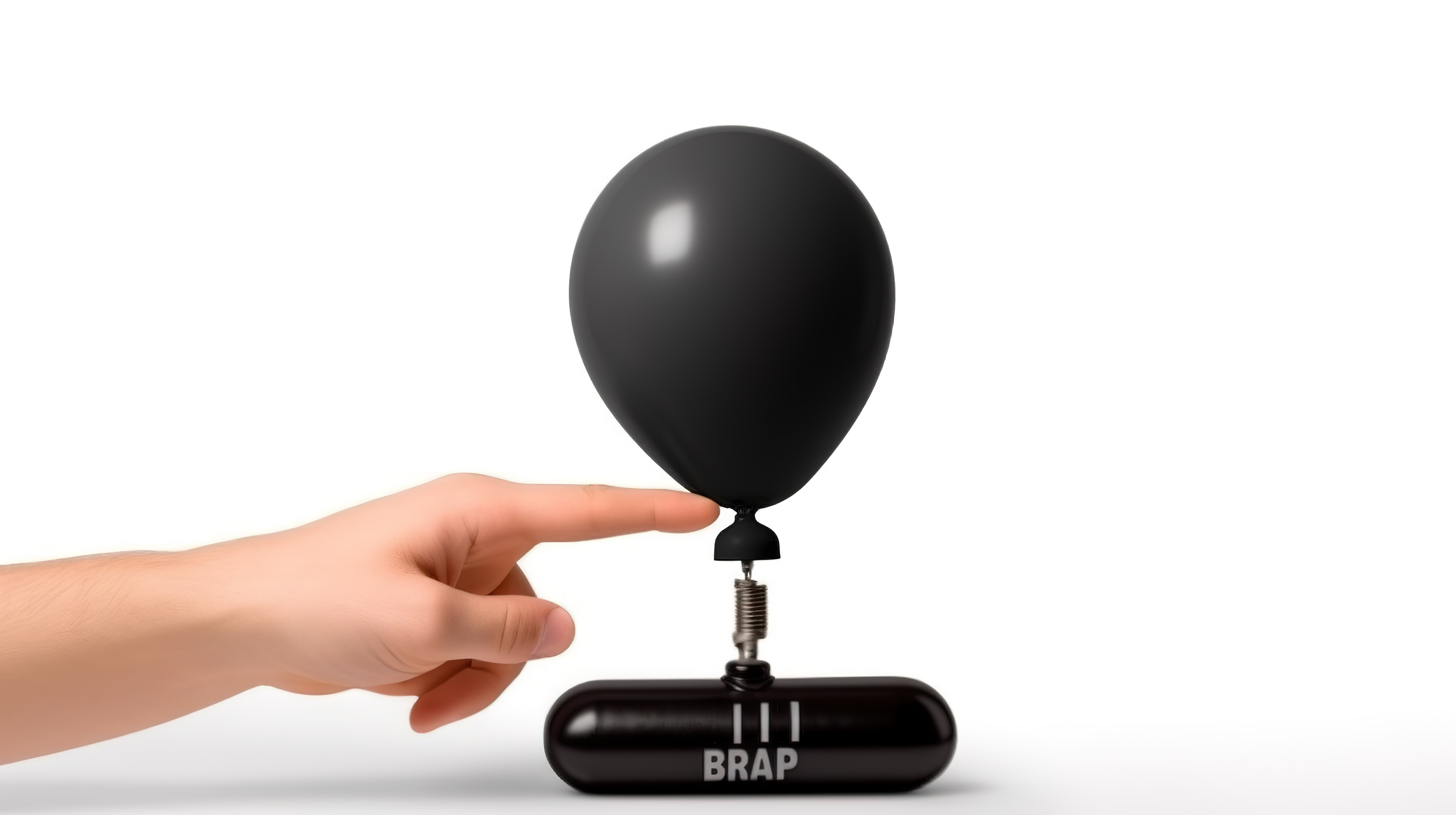 带黑色手气泵的充气气球和白色背景 3d 渲染上的结果符号图片