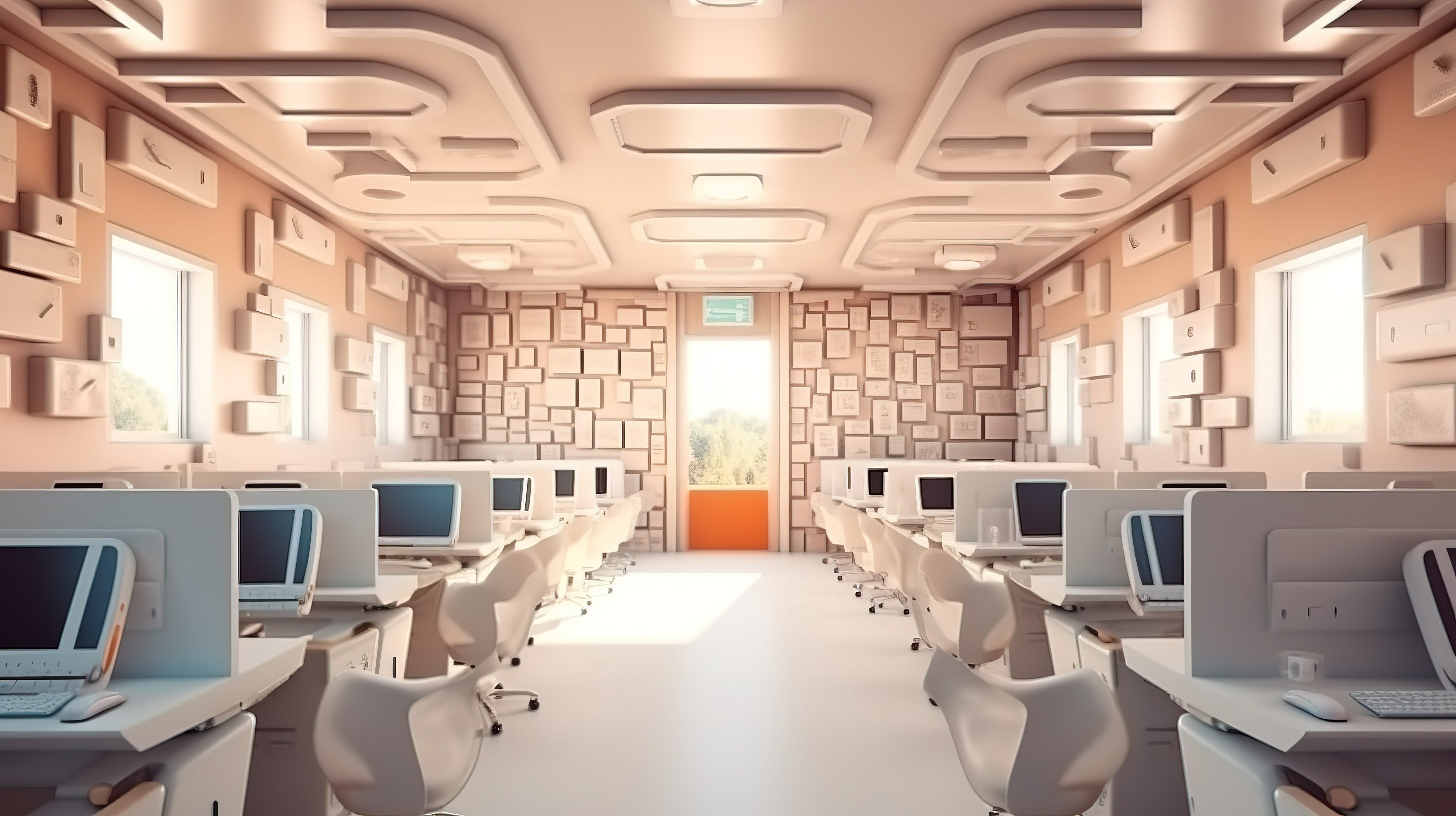 3D 渲染计算机编程课堂在教育背景下返回学校的插图图片