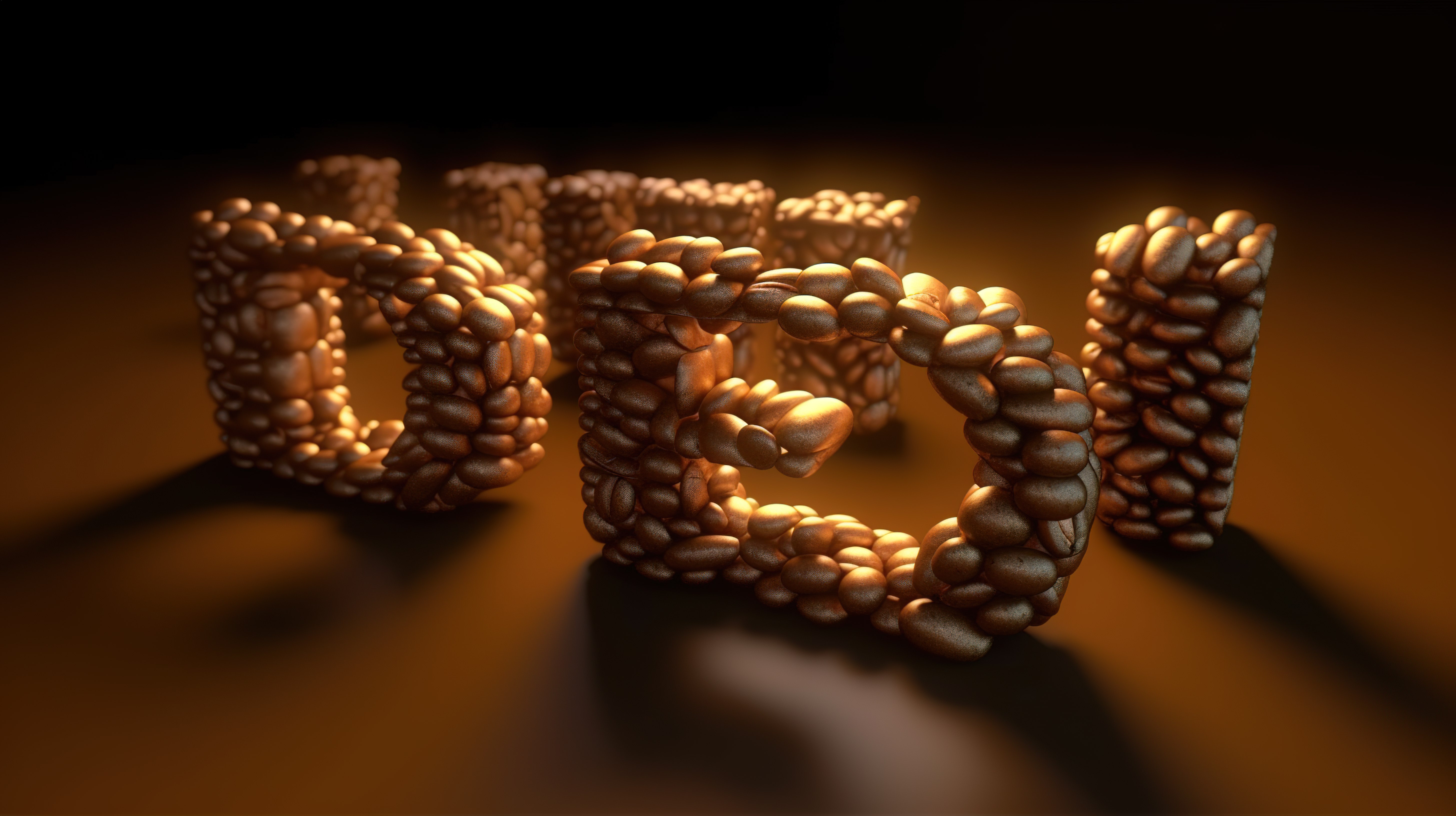 3D 渲染的咖啡豆字体以单词形式创建“豆”图片