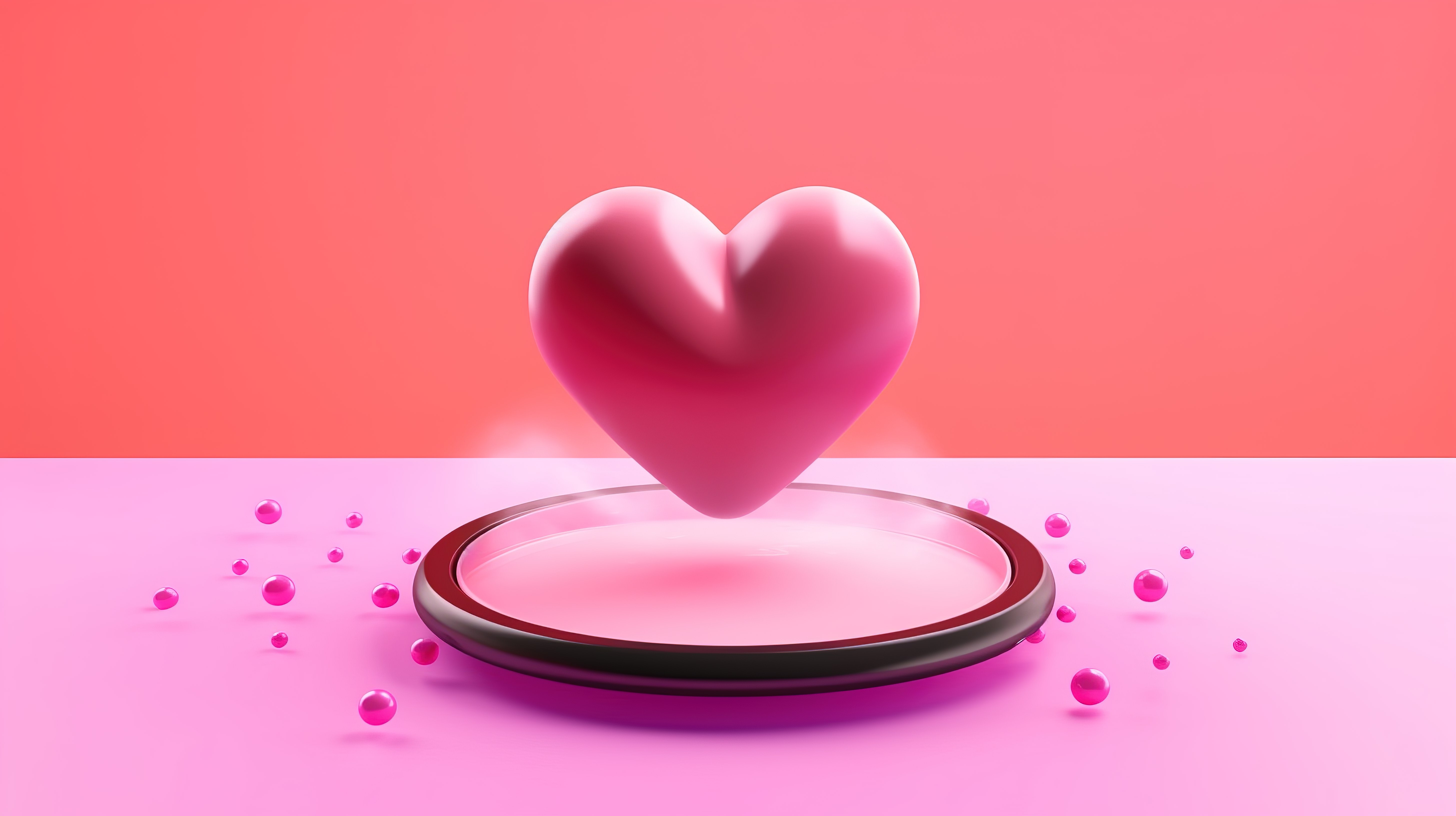 3d 渲染了一个漂浮在粉红色背景上的爱情通知图标图片