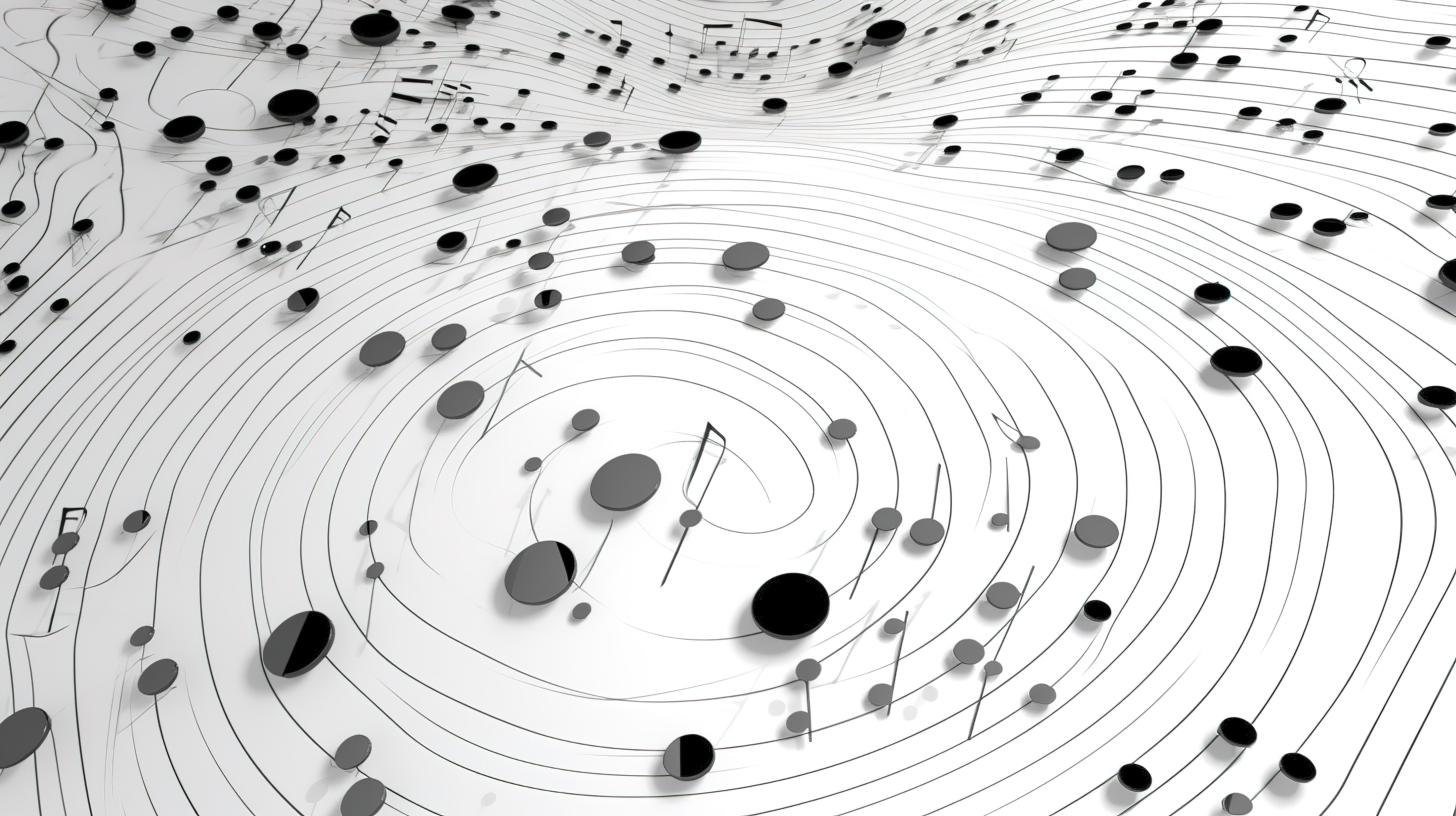 白色圆圈背景简约卡通设计 3d 渲染上的音符图片