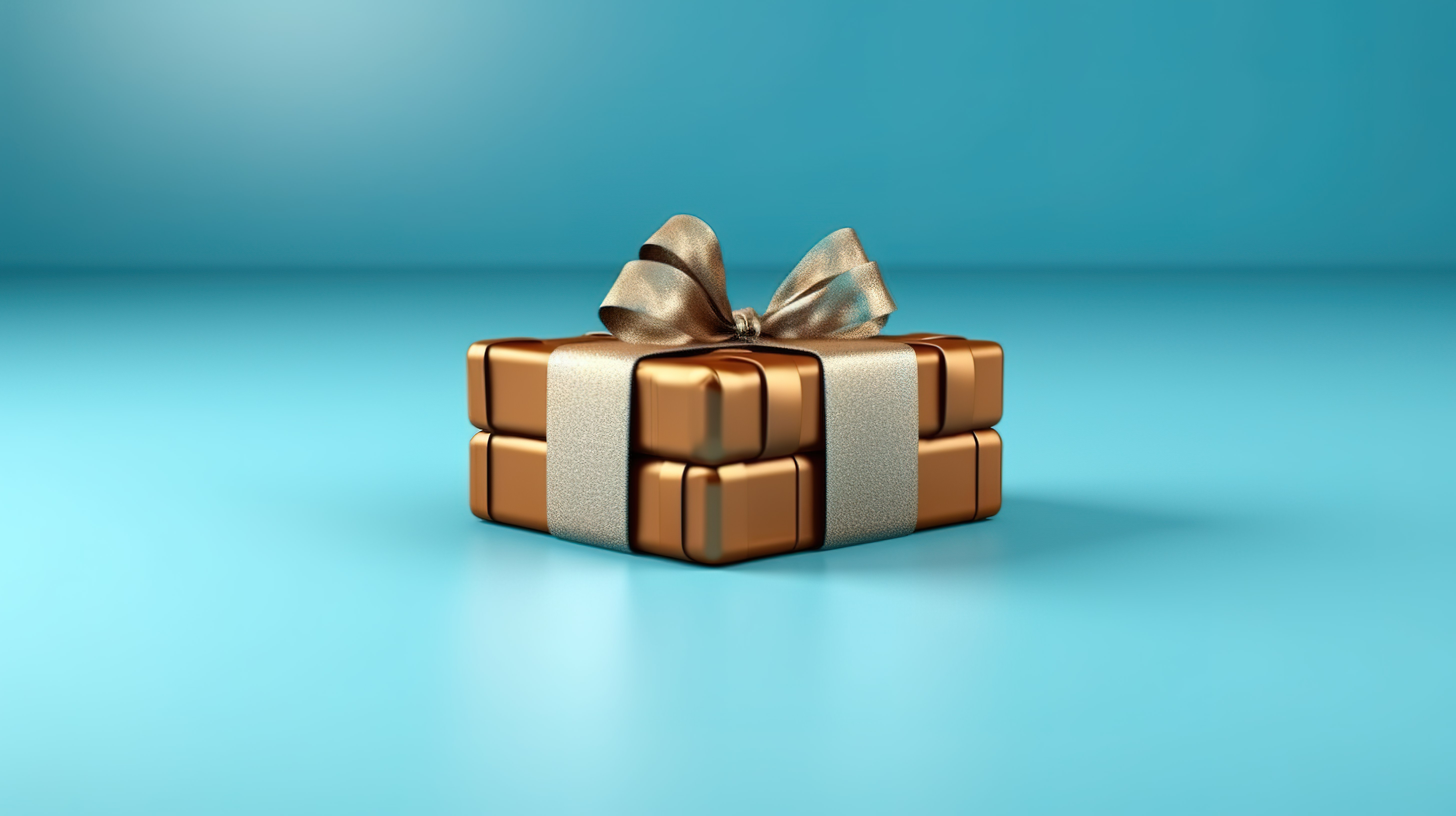 蓝色背景与棕色礼品包装的 3D 渲染图片