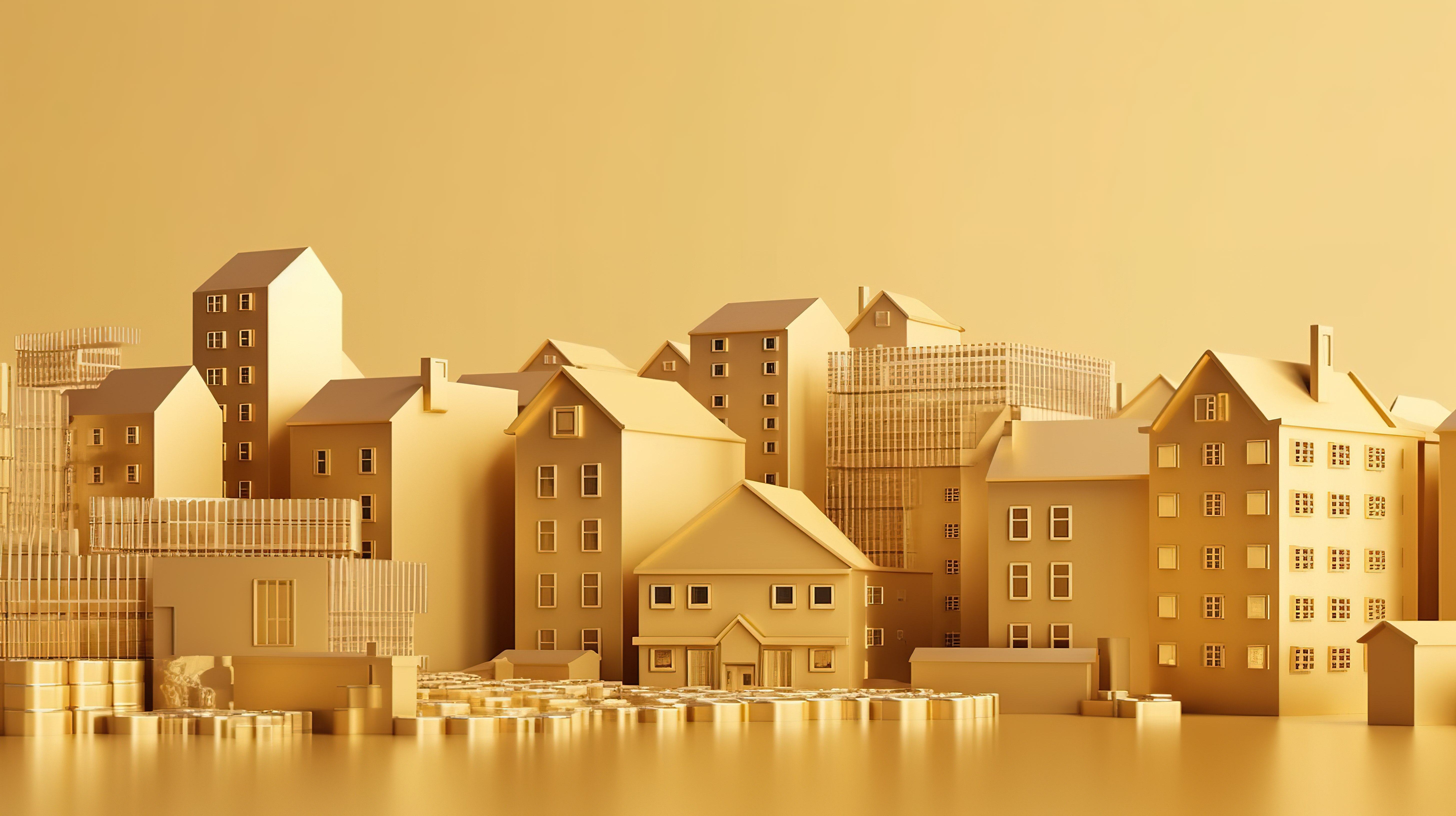 投资黄金住宅是一个利润丰厚的房地产机会，具有经济利益 3D 渲染图像图片