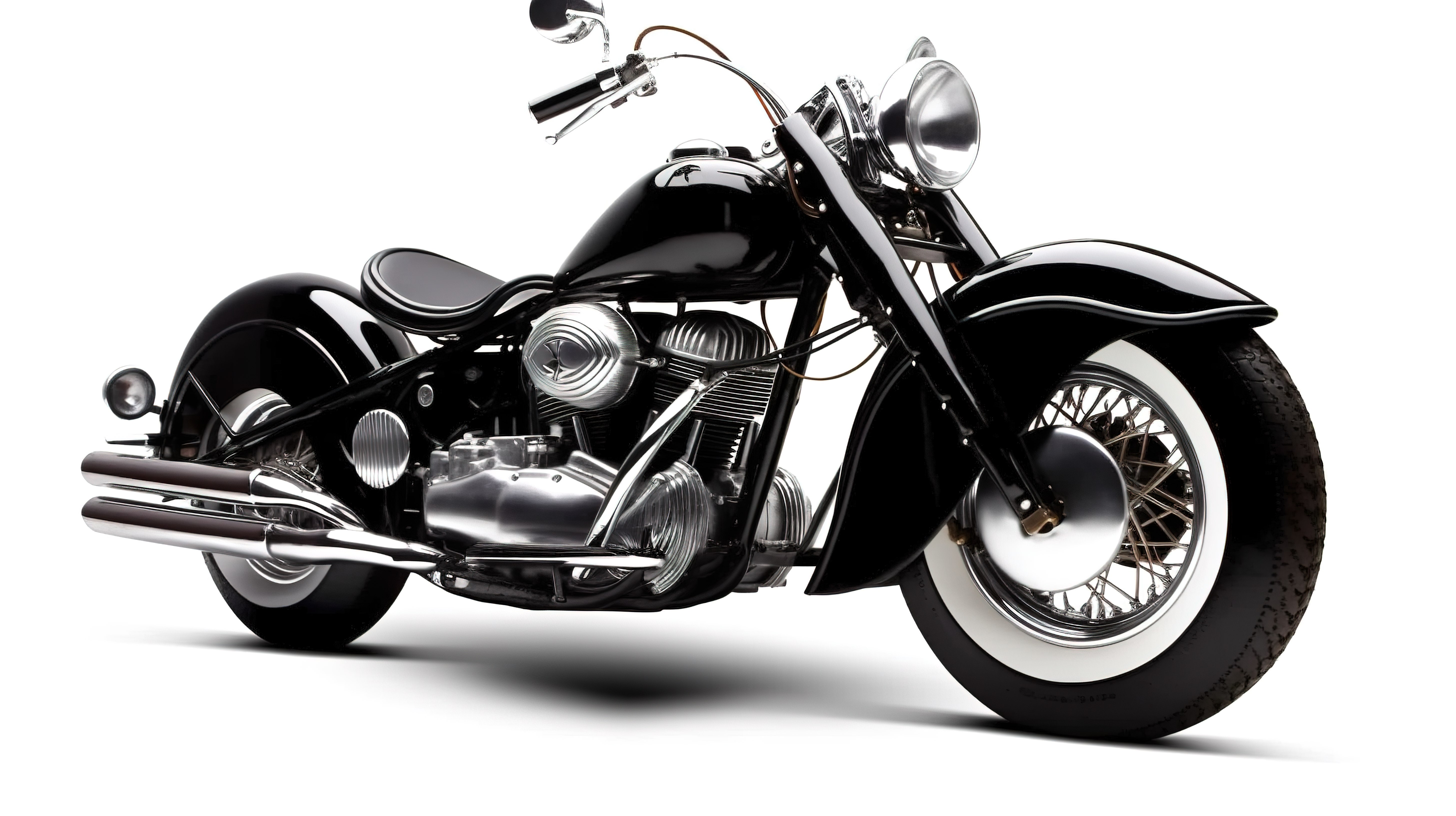 定制的黑色摩托车经典风格 3d 在白色背景上呈现图片