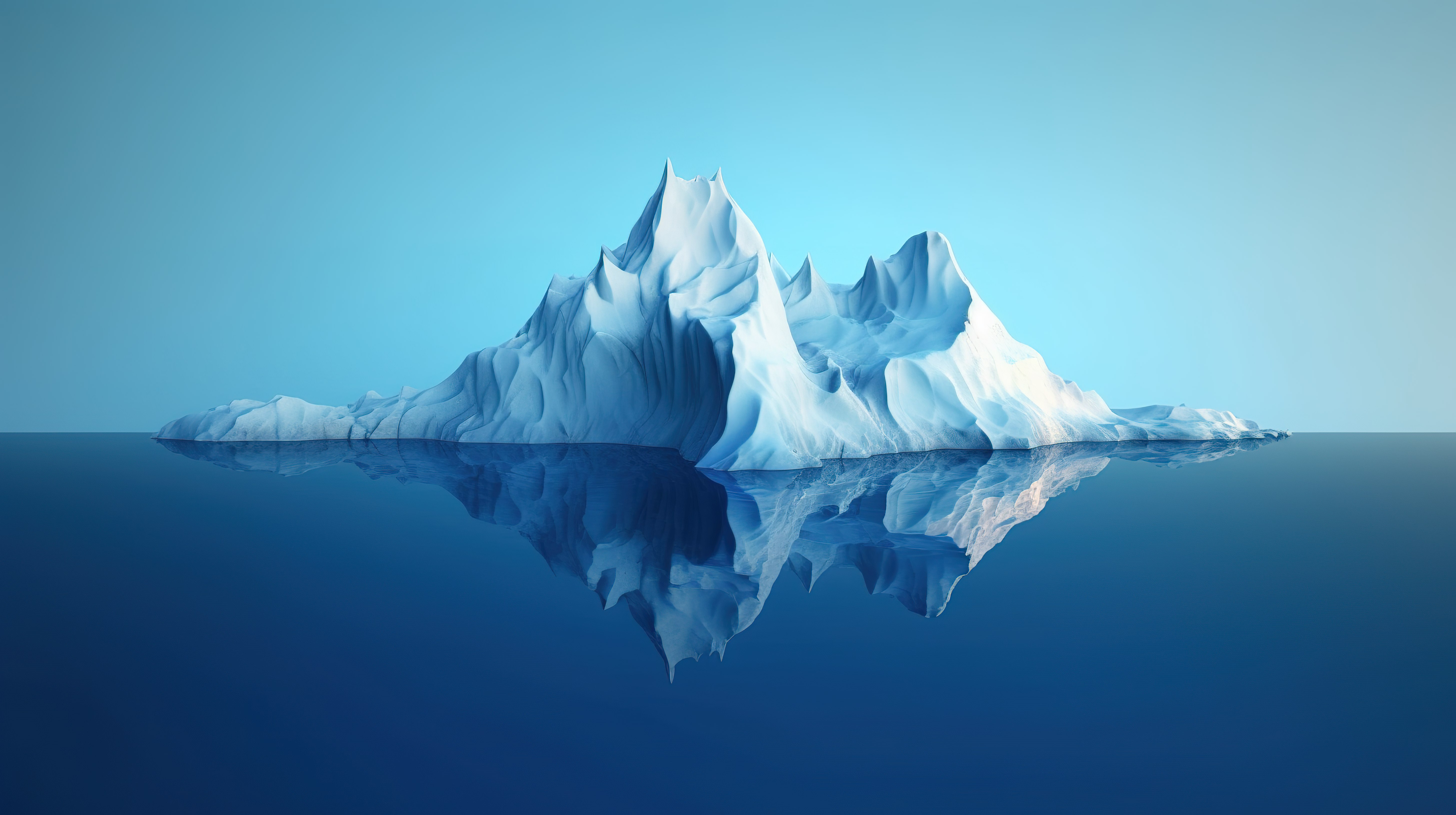 气候变化对自然的破坏性影响深蓝色海水中冰川融化的 3D 插图图片