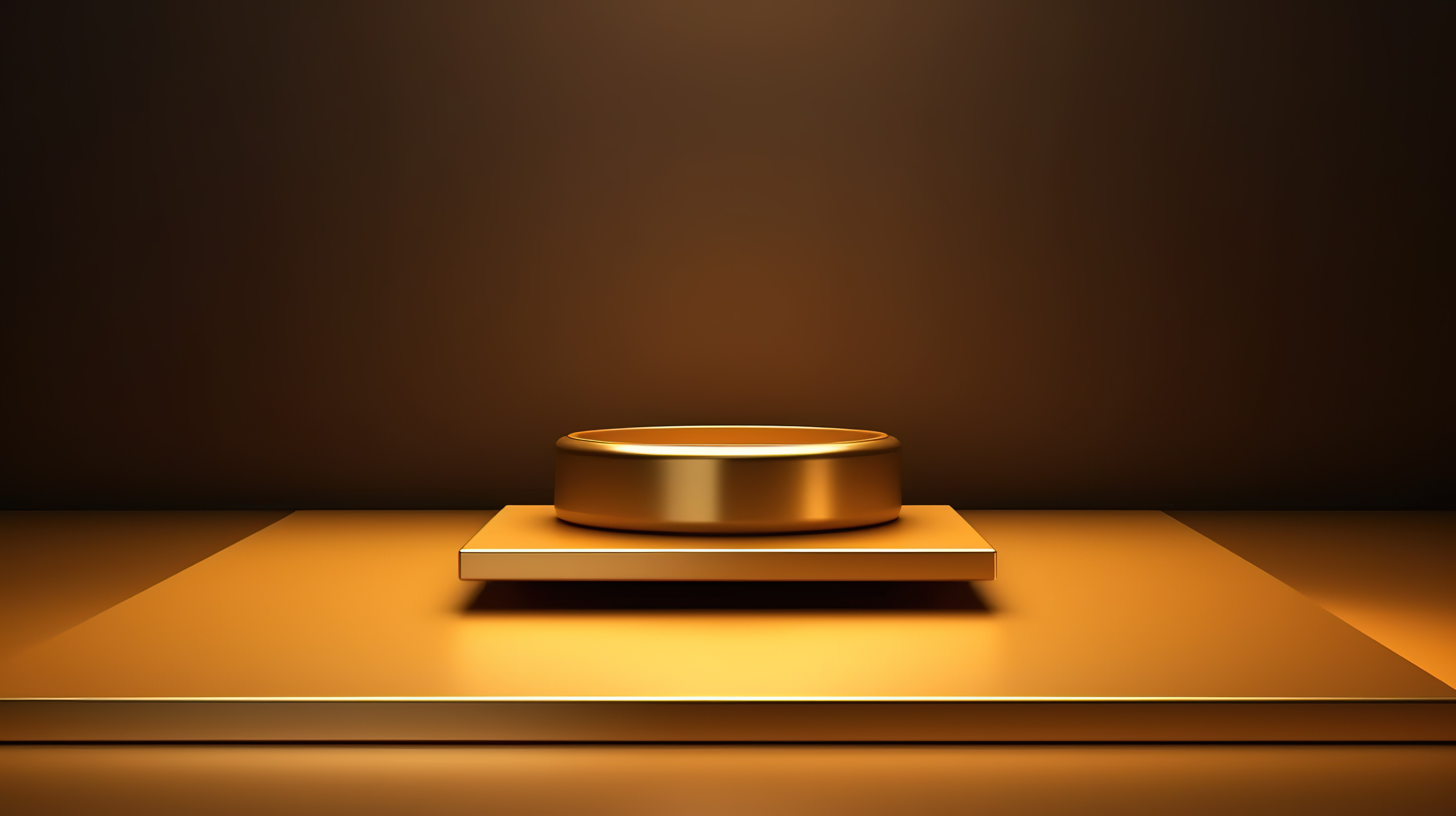 金色金属讲台的豪华 3D 渲染，有两个台阶，非常适合展示高端产品图片