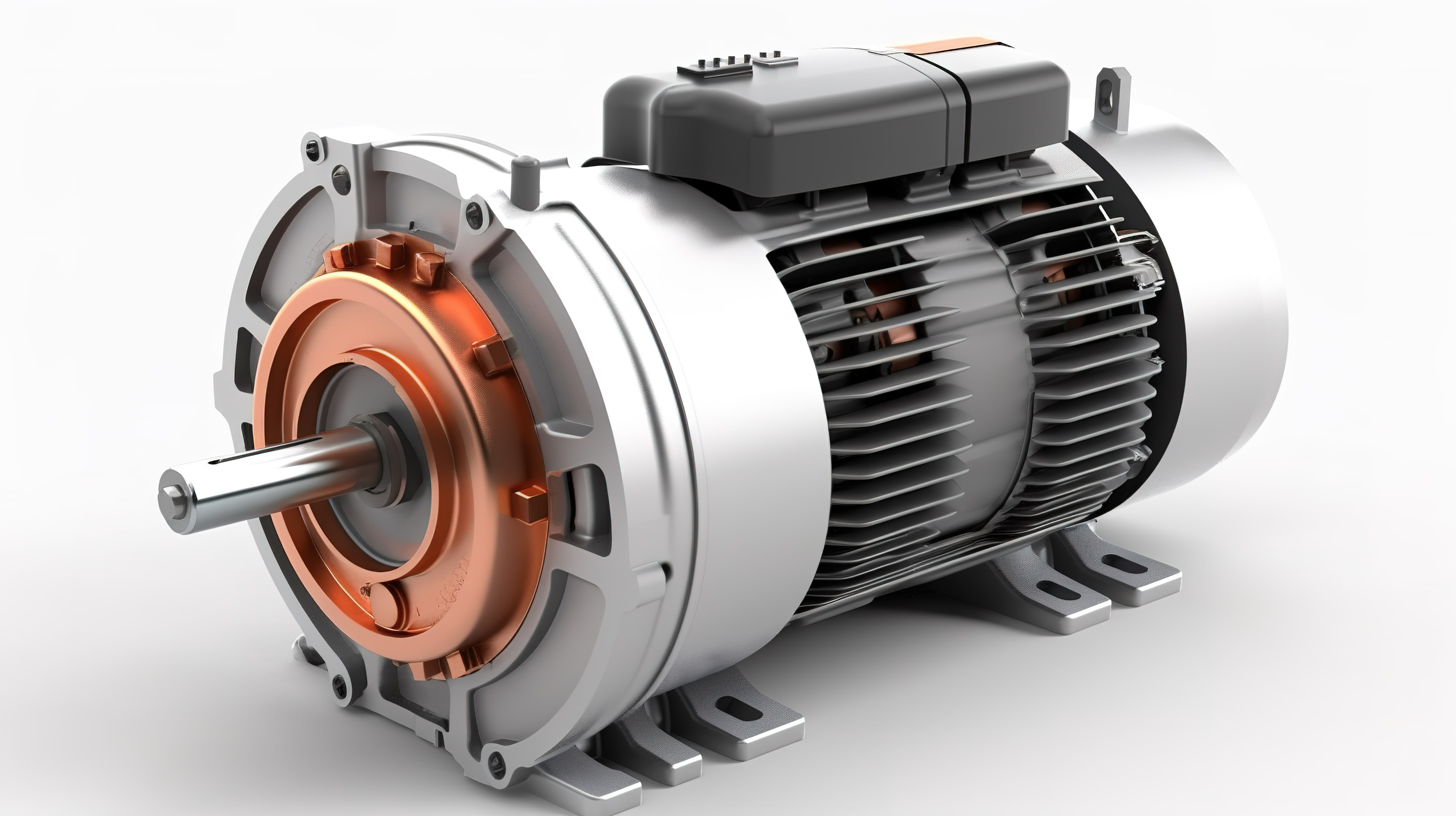 白色背景下电动机的孤立 3D 渲染图片