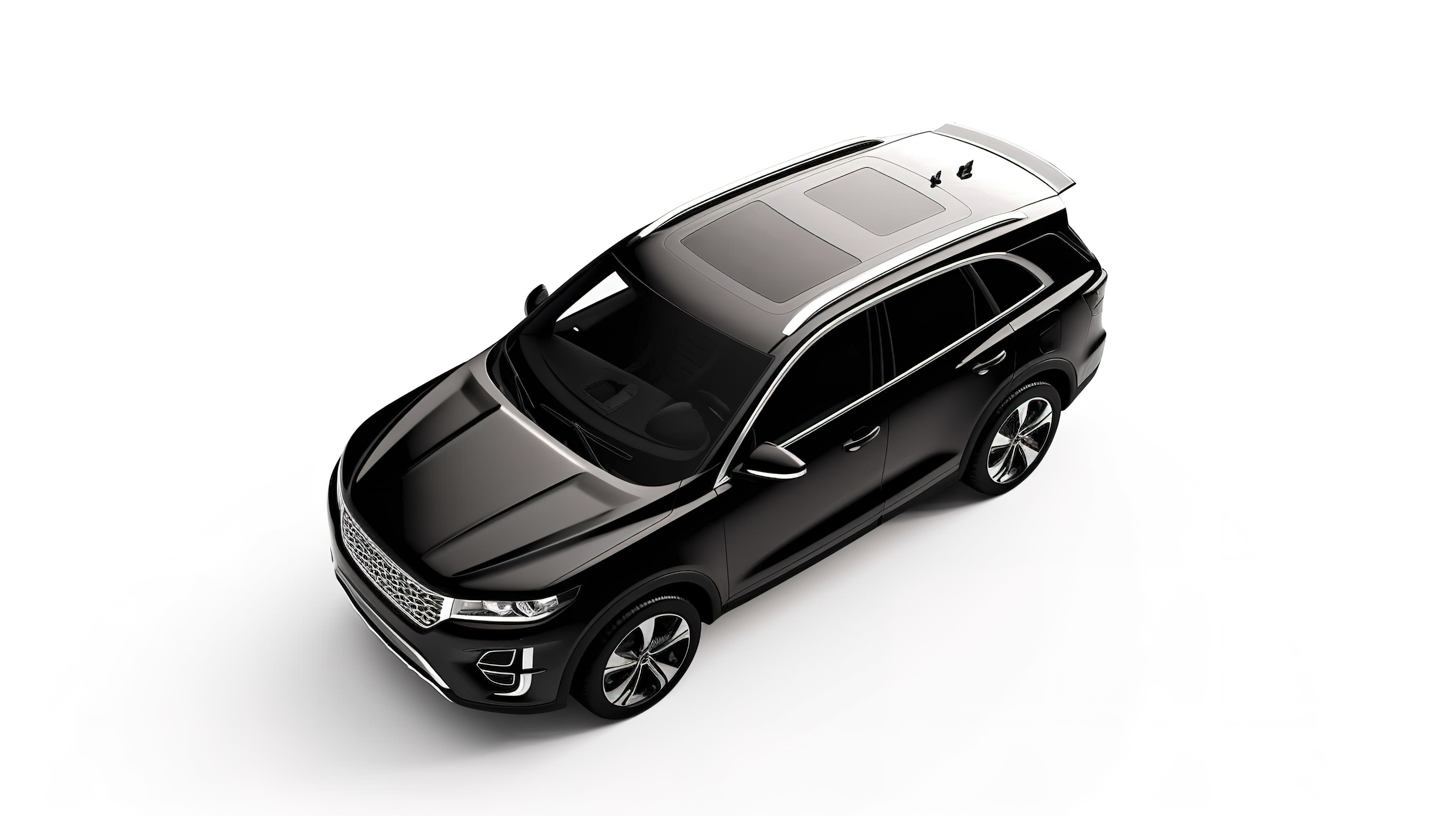 白色背景上高端黑色家庭 SUV 的孤立 3D 渲染图片