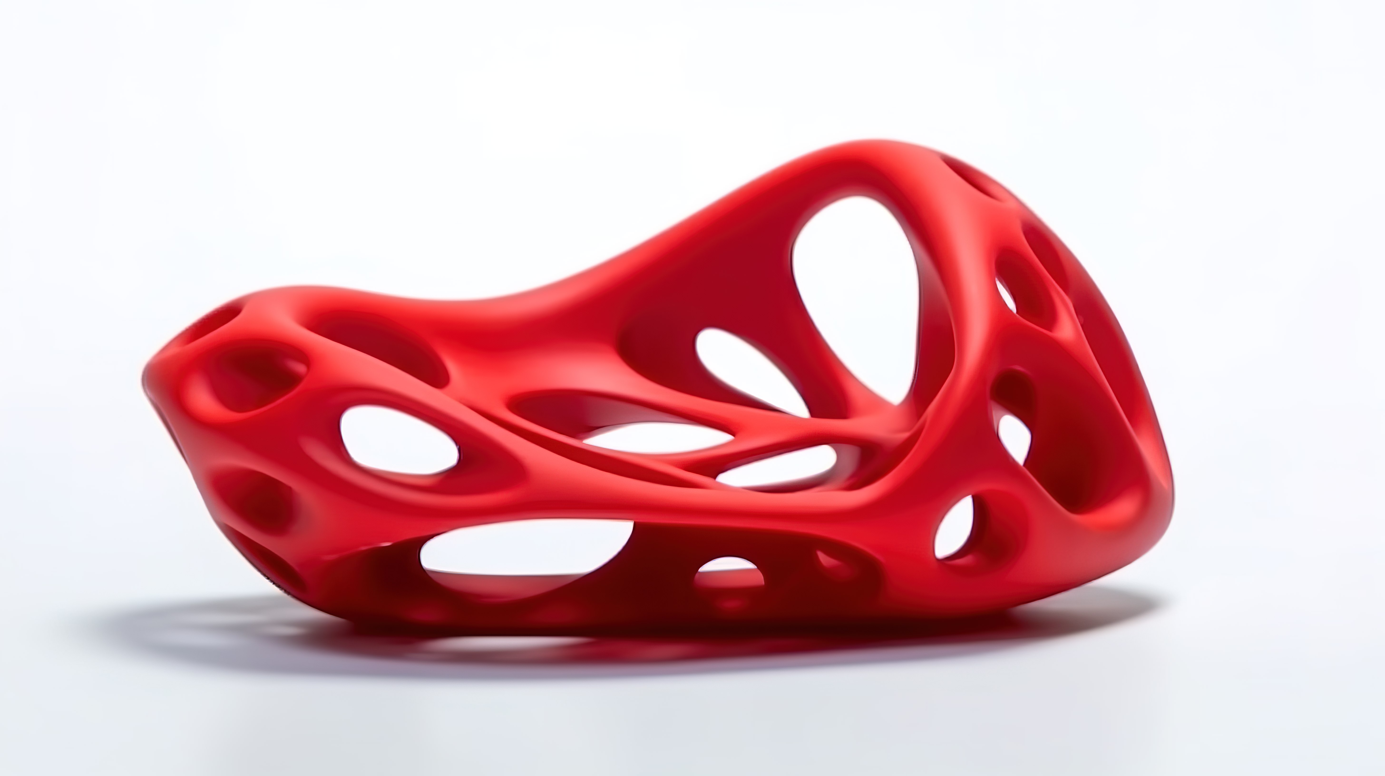 3D 打印的抽象红色物体单独站立在白色背景下图片