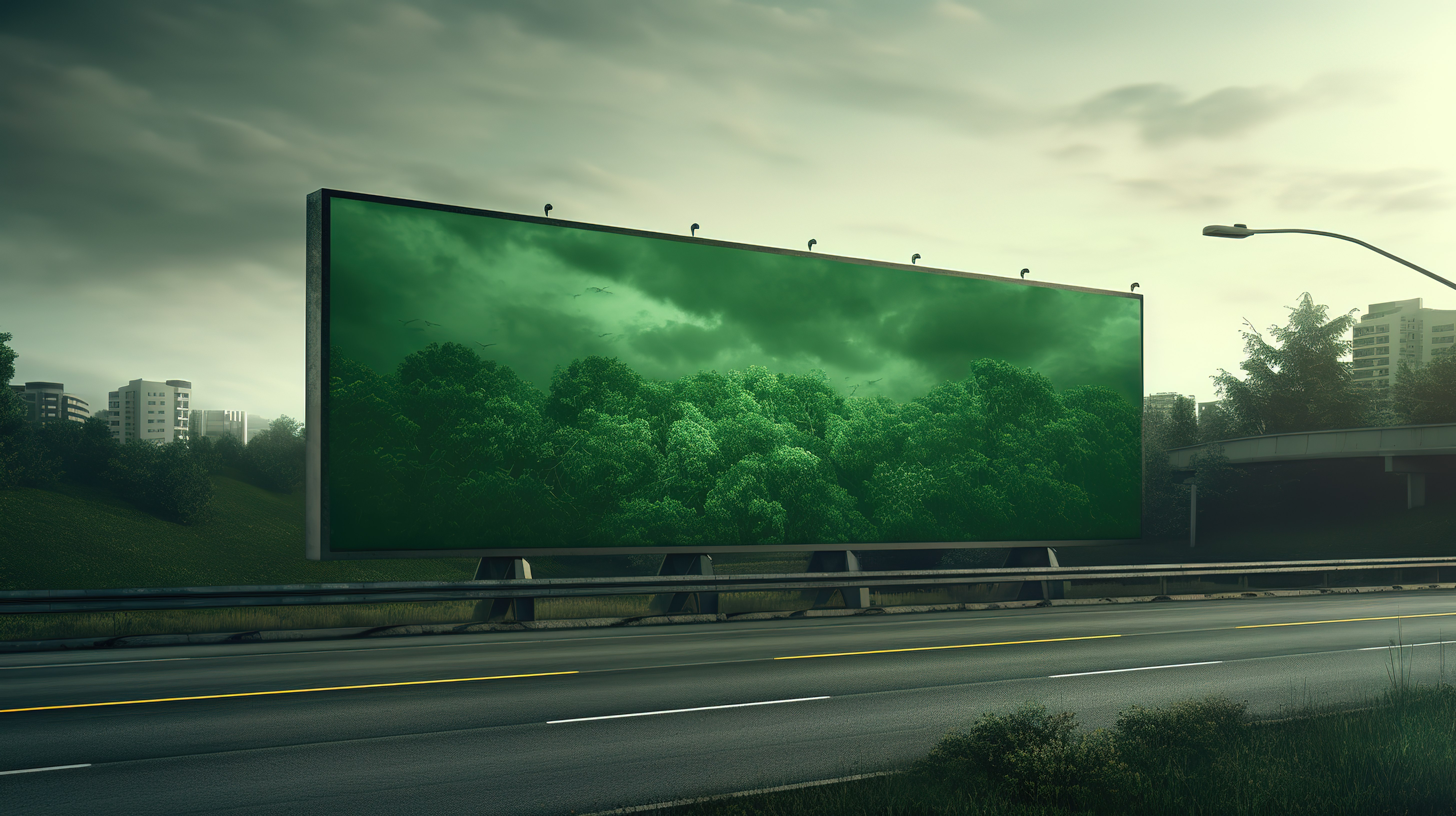 广告绿色广告牌海报的 3d 插图图片