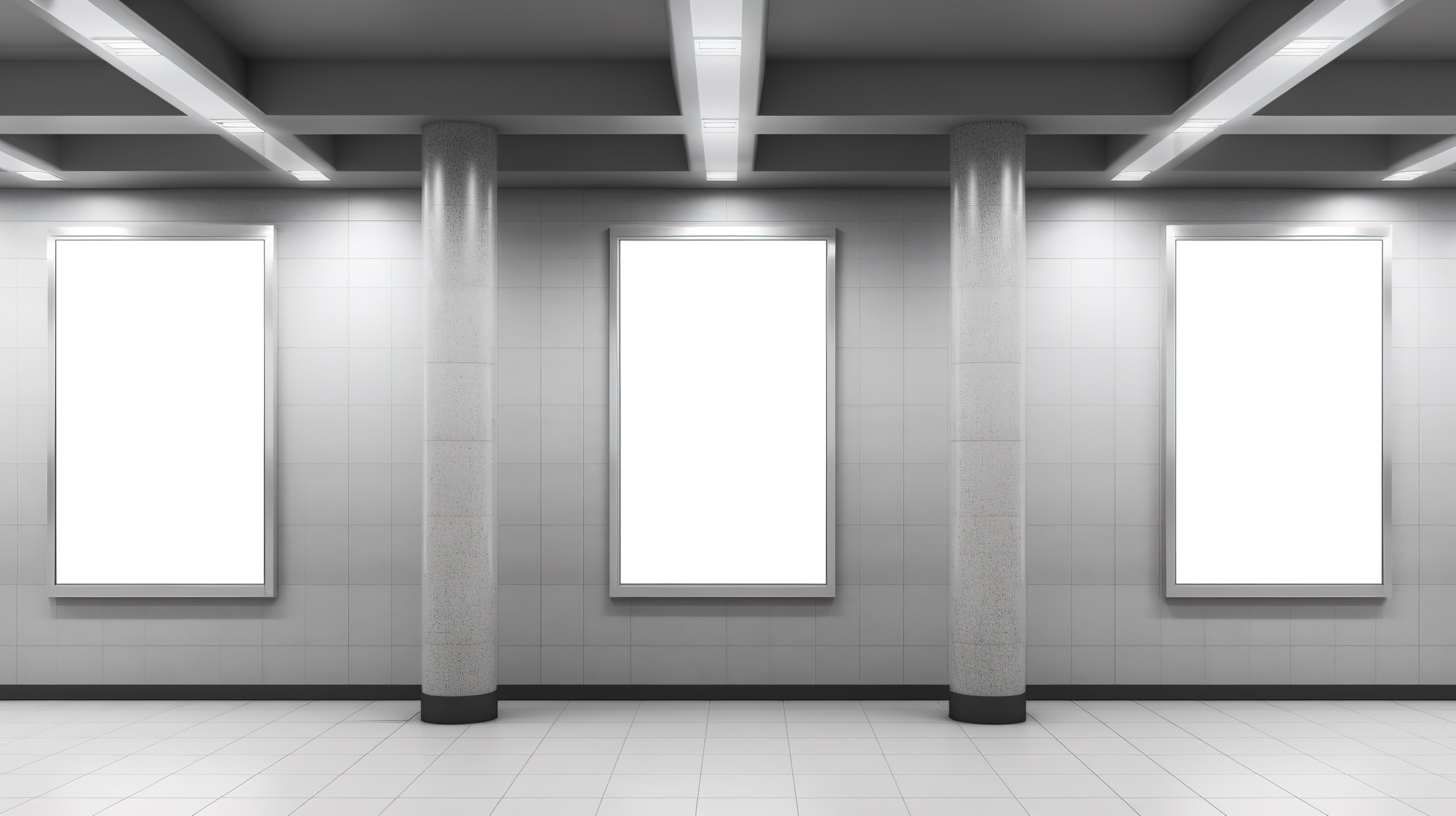 地铁站大型垂直海报的令人惊叹的 3D 渲染图片