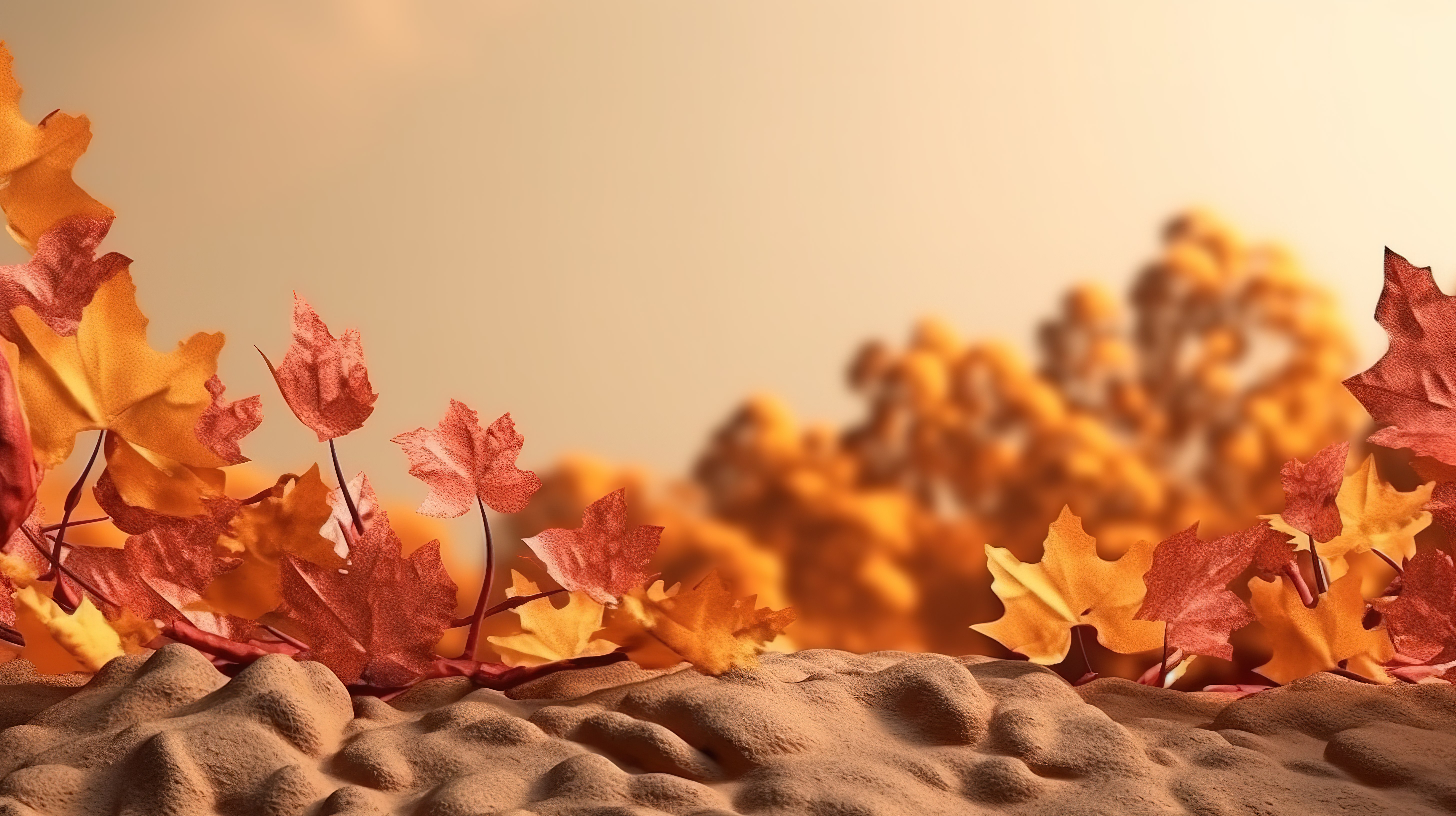 秋叶的 3D 渲染创造出令人惊叹的秋天背景图片