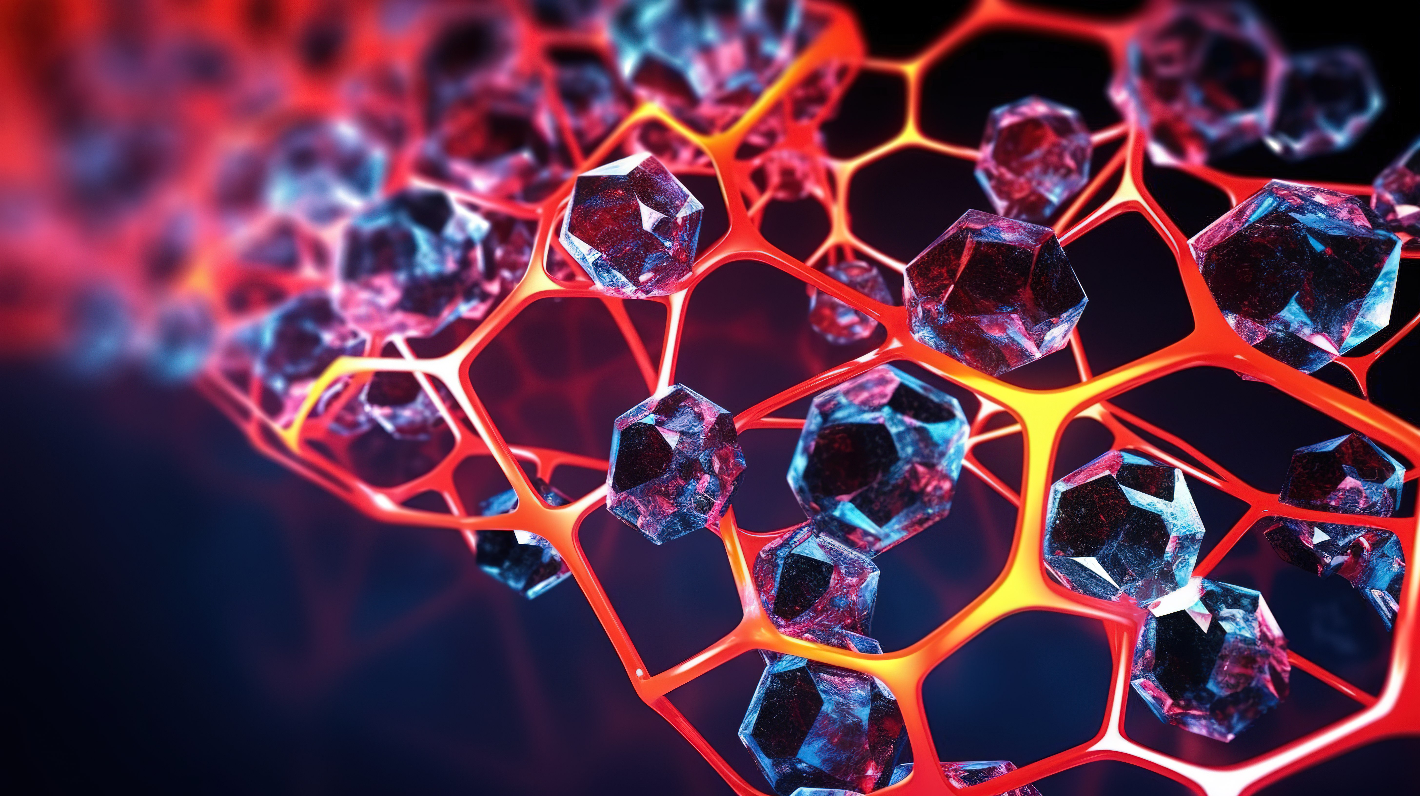 六角形系统结晶分子突触的 3d 插图图片