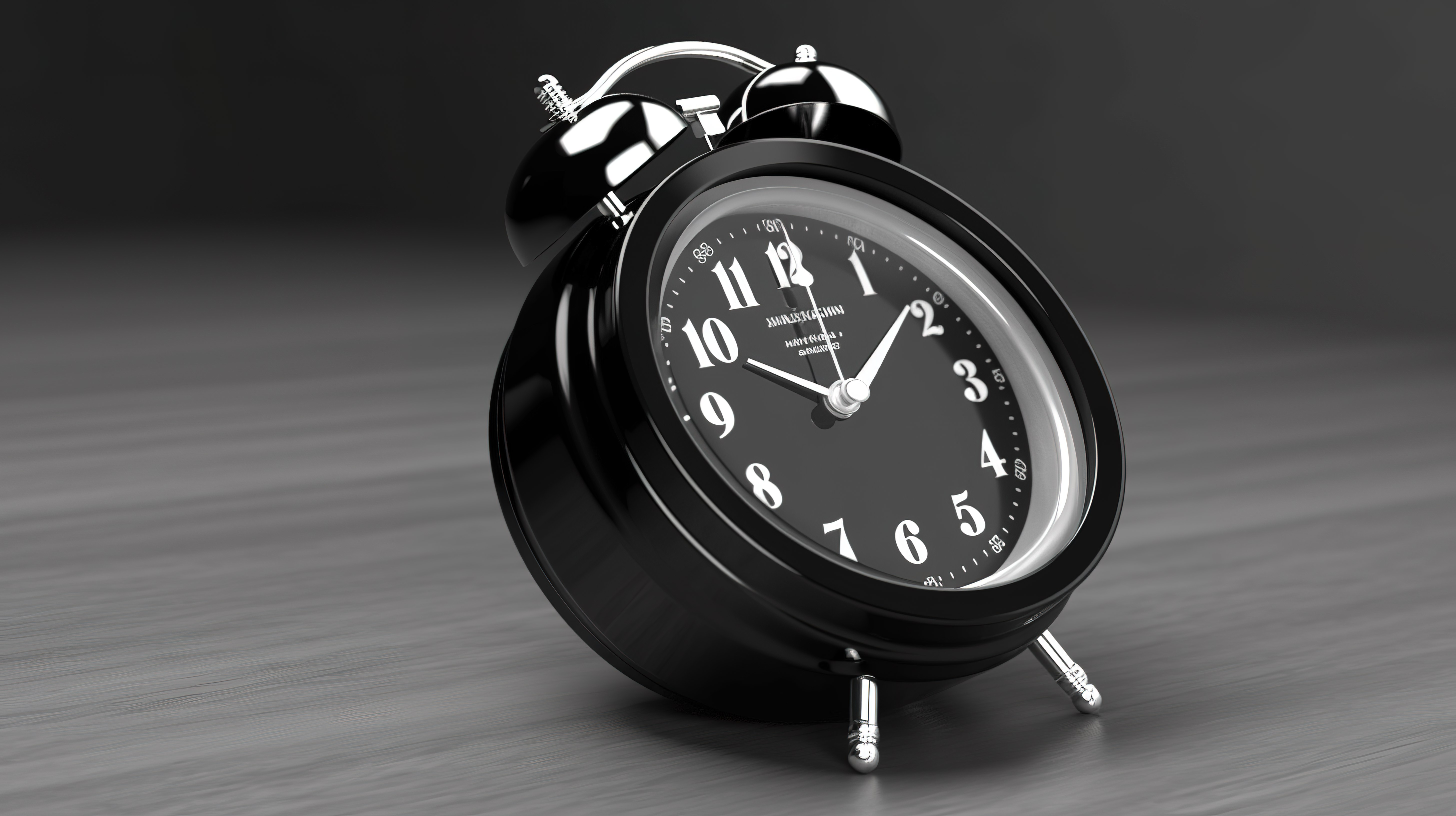 3D 渲染黑色闹钟时尚提醒时间的价值图片