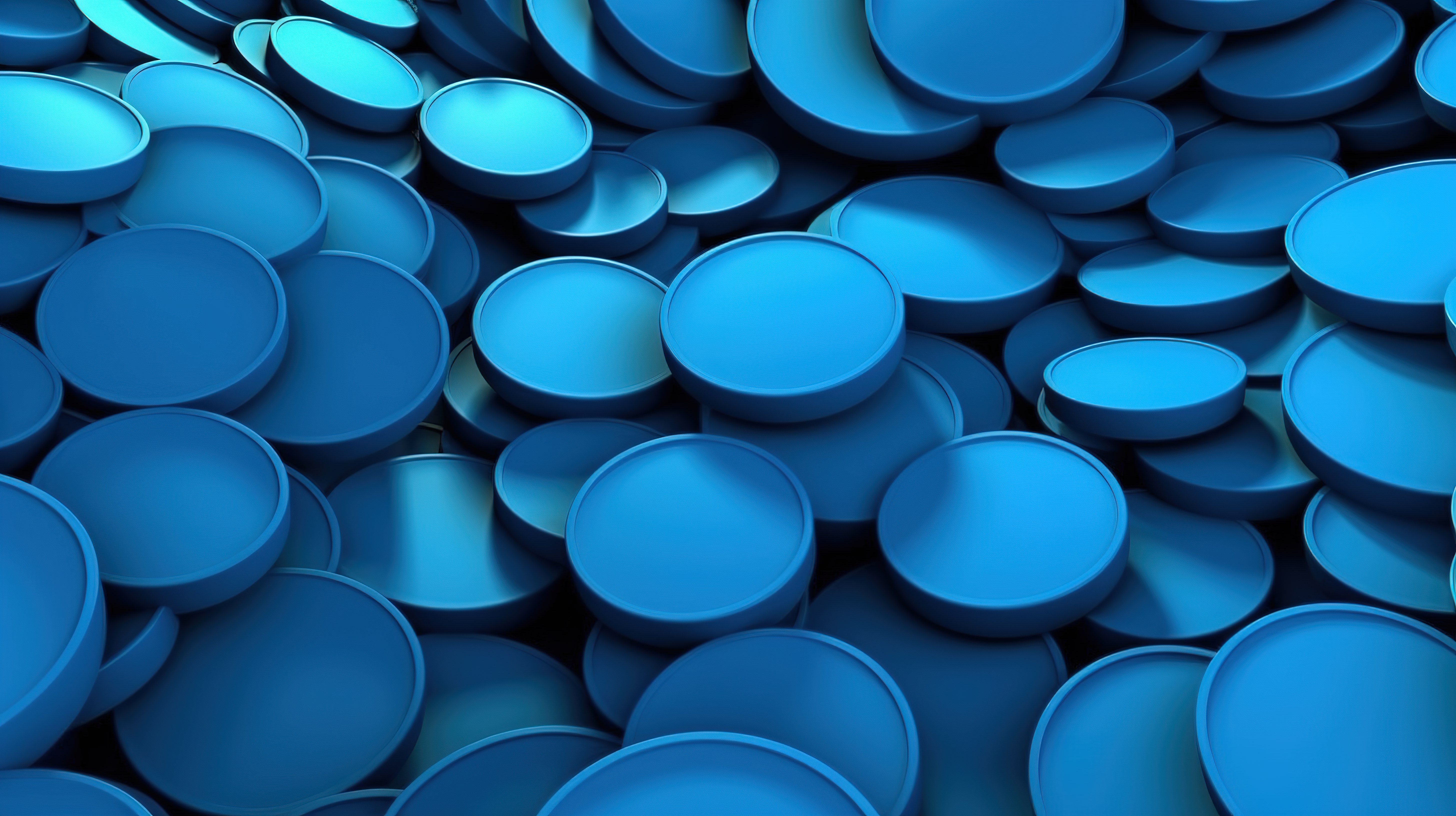 3D 渲染中蓝色壁纸的圆形堆栈图片