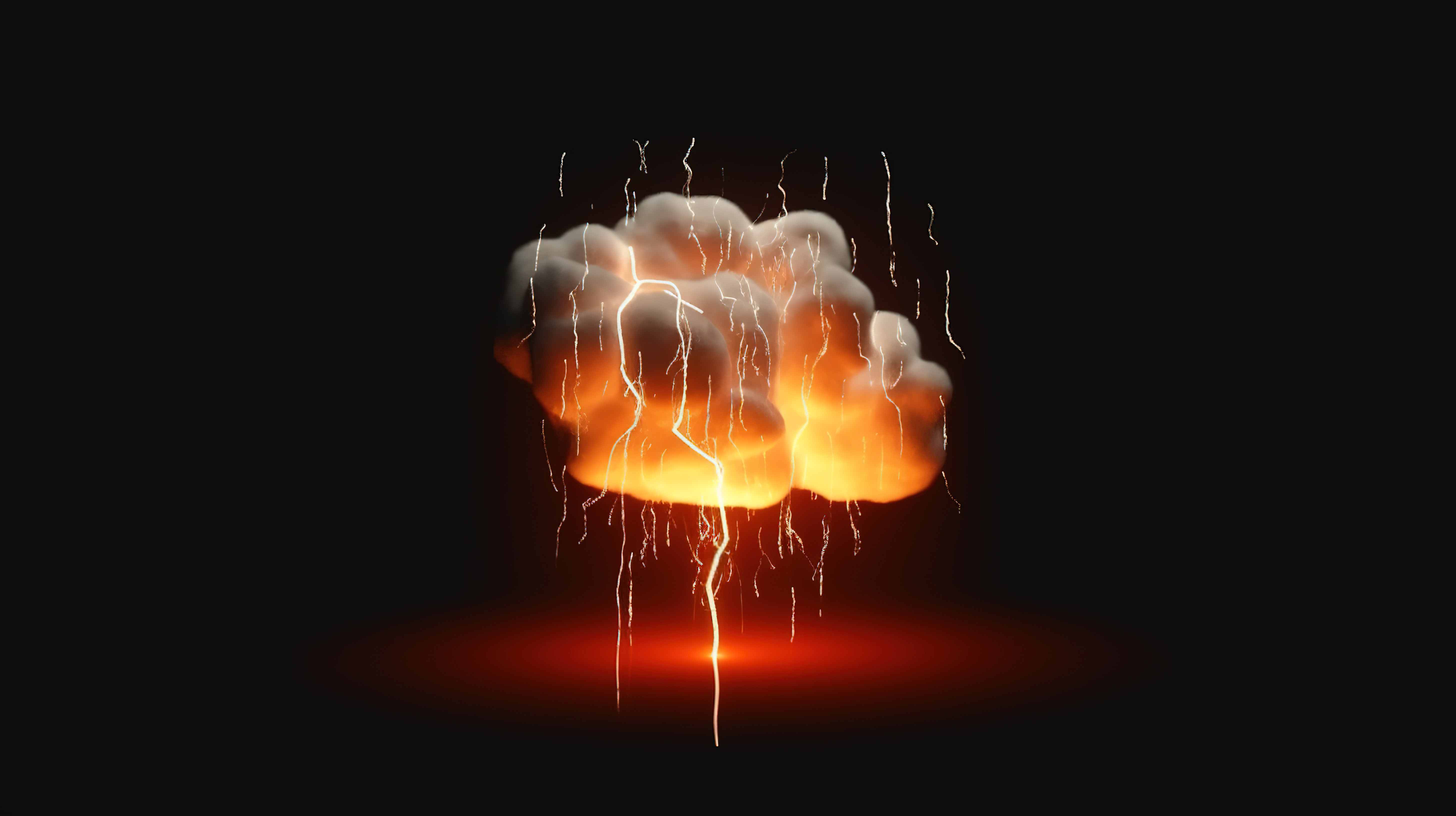 雷暴预报 3D 渲染带有闪电和乌云的阴雨天气图标图片