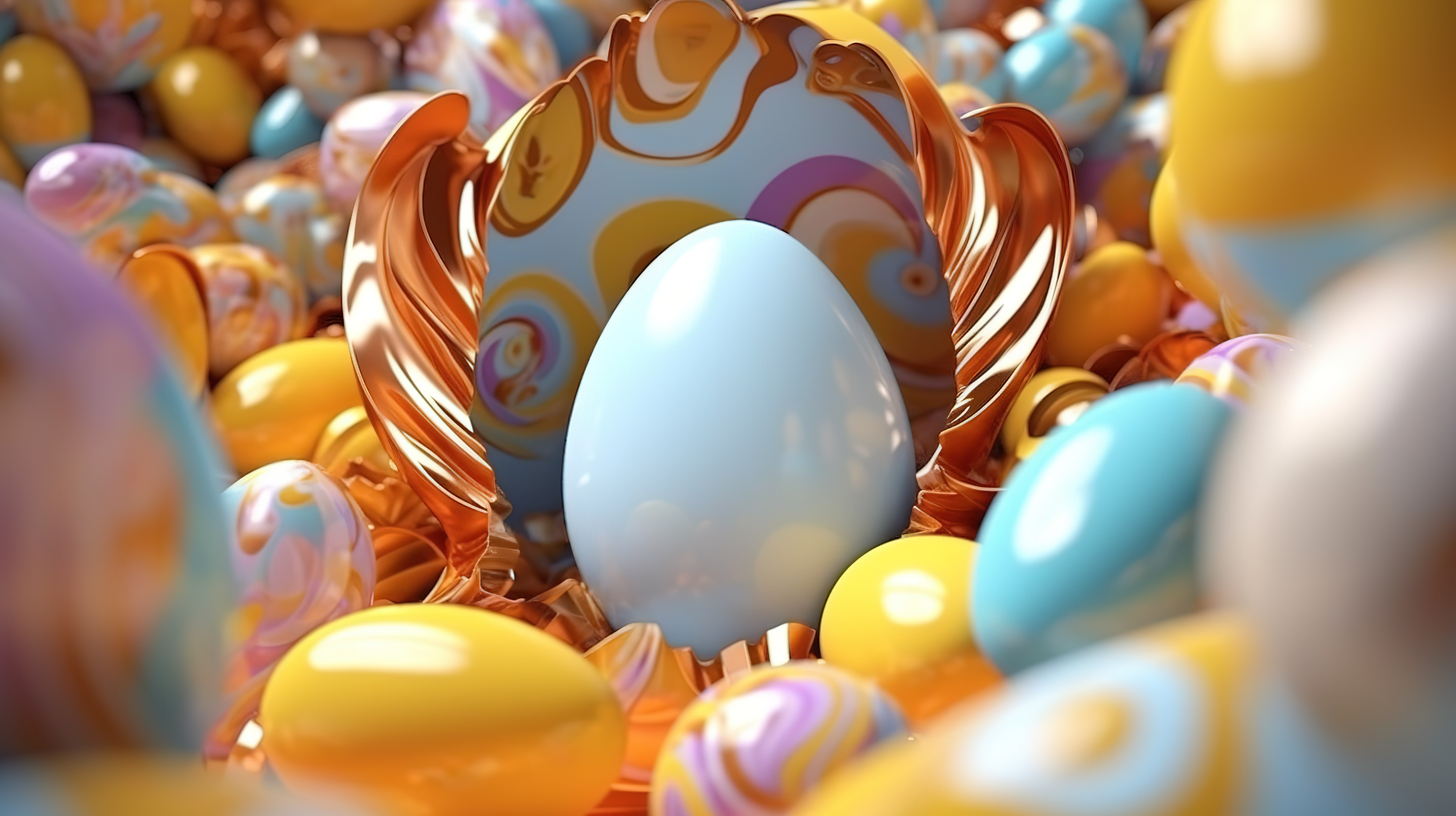 复活节主题彩蛋组合物以令人惊叹的 3D 渲染呈现精彩的展示图片