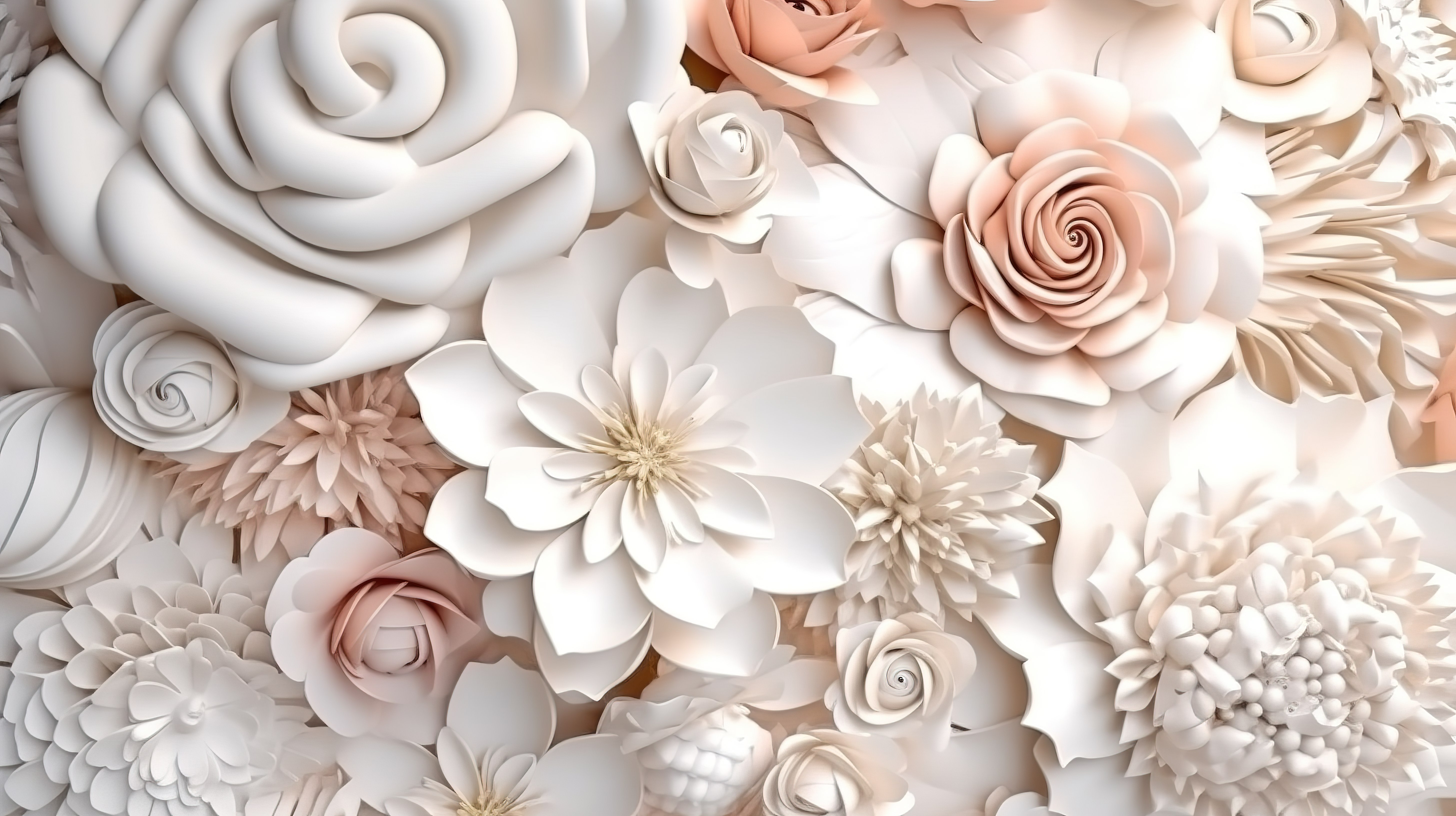 精致的复古花朵，打造精致的婚礼背景，奢华柔和的 3D 插图图片