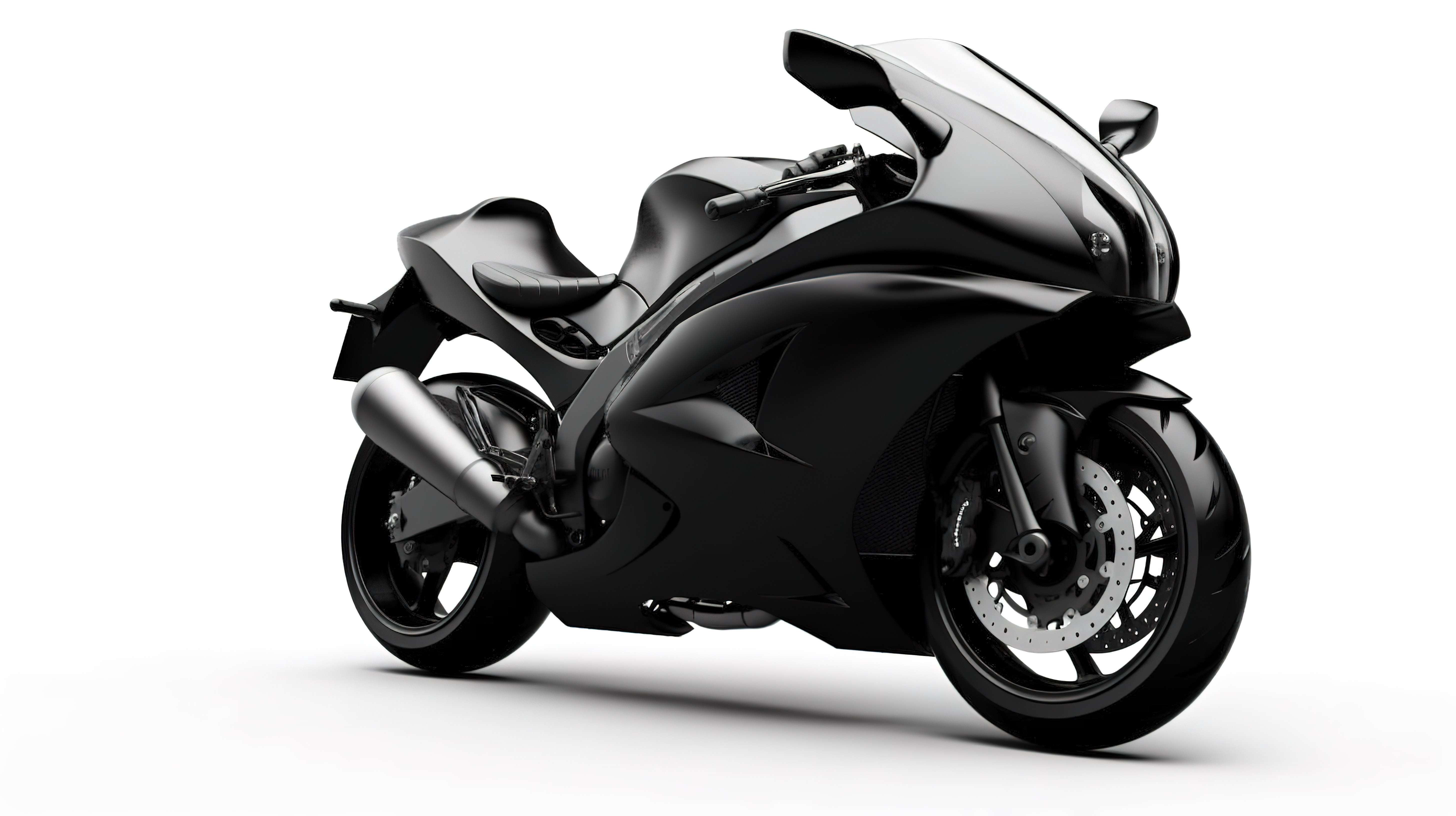 白色背景与黑色高性能运动摩托车的 3D 插图图片