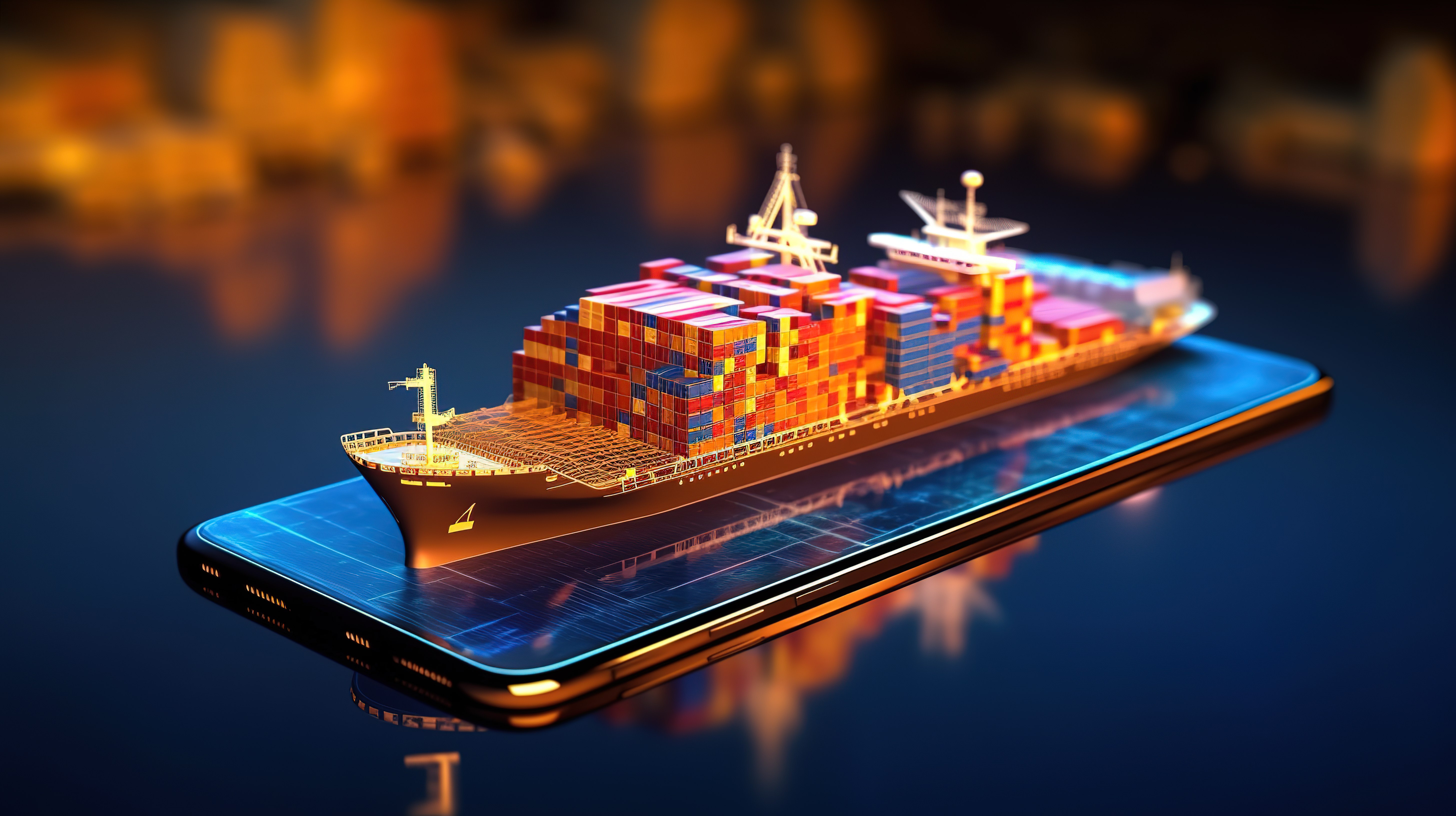 通过智能手机控制的货船 3D 渲染实现高效的国际航运图片