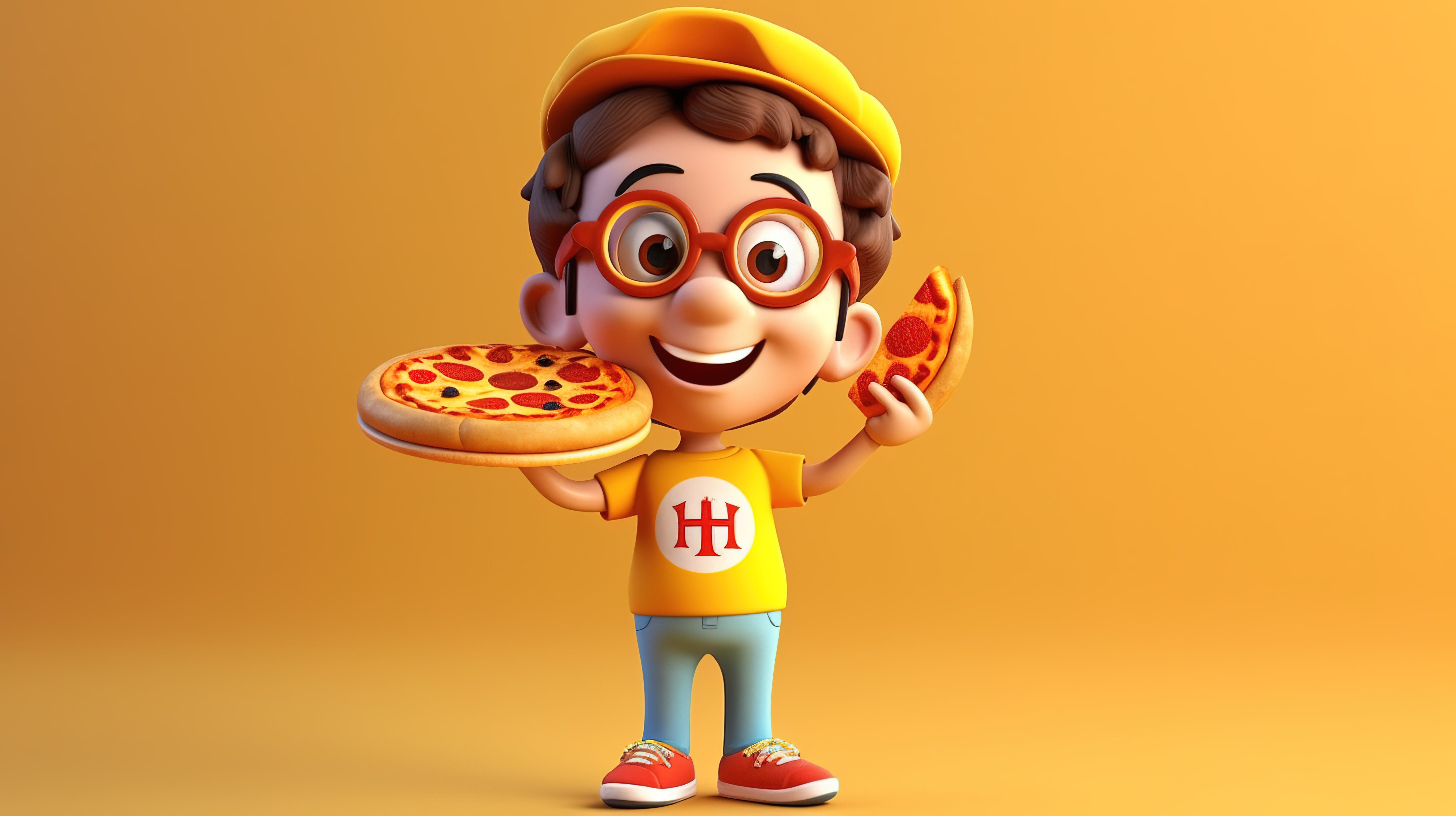 热爱披萨的卡通人物带来乐趣和 3D 魅力图片