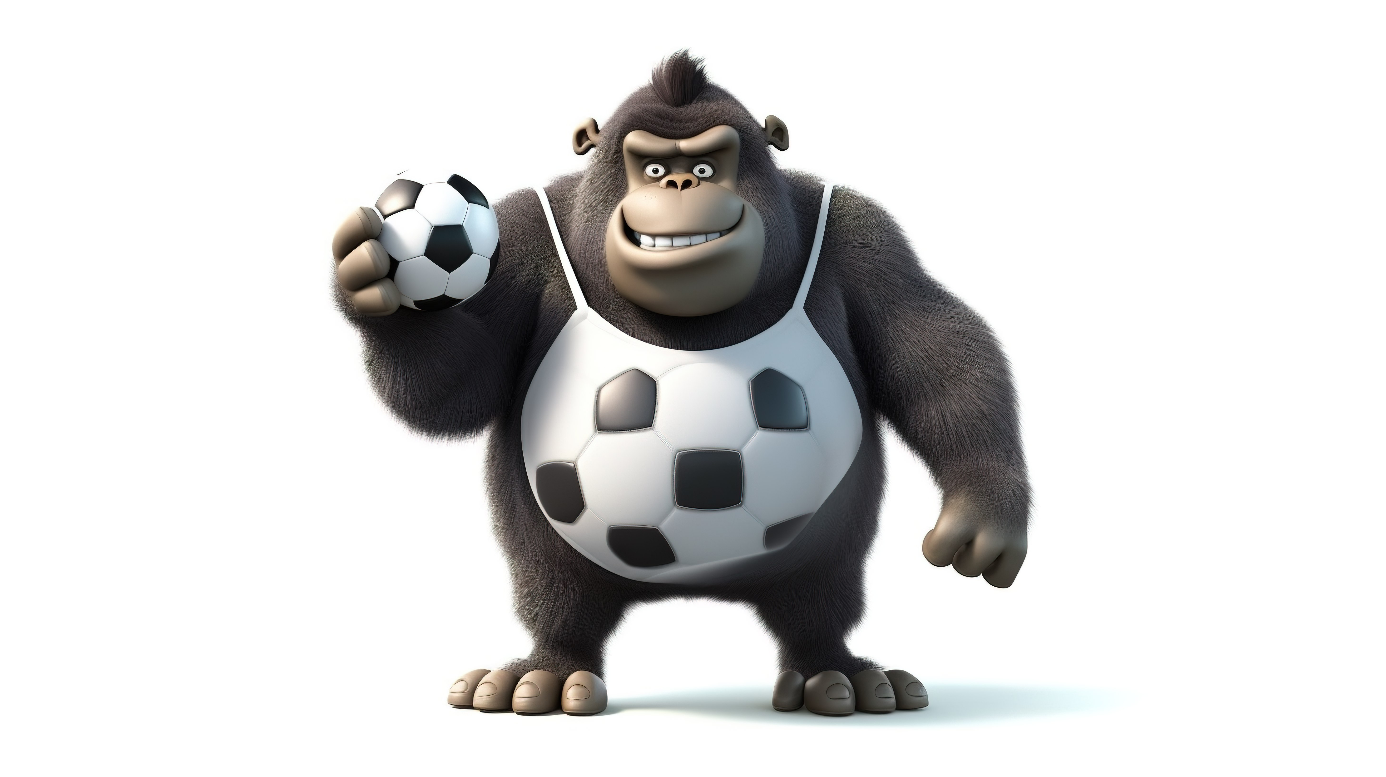 有趣的 3d 猿展示标志和踢足球图片