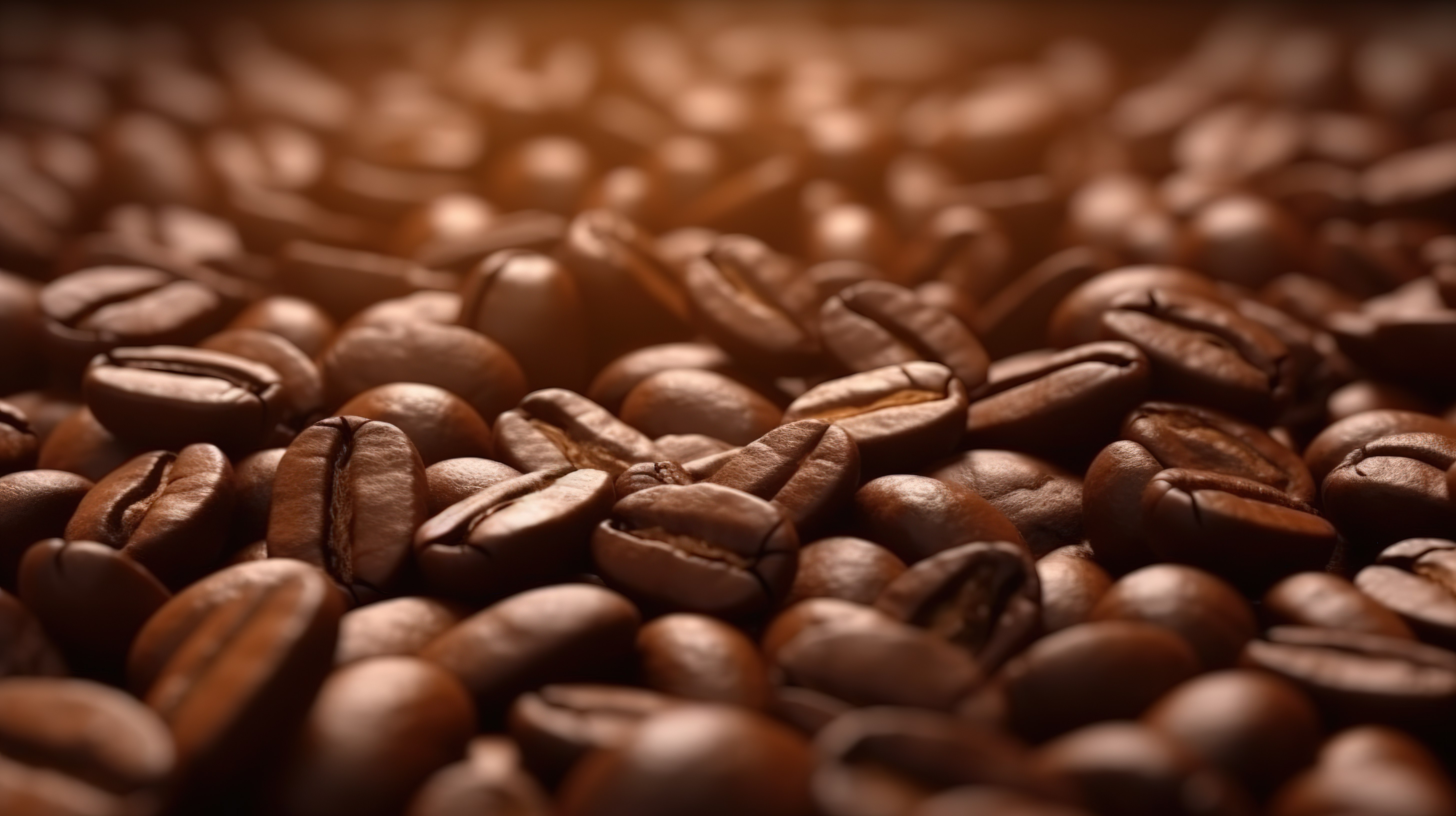 咖啡豆框架的 3D 渲染，带有新鲜烘焙的咖啡豆特写视图图片