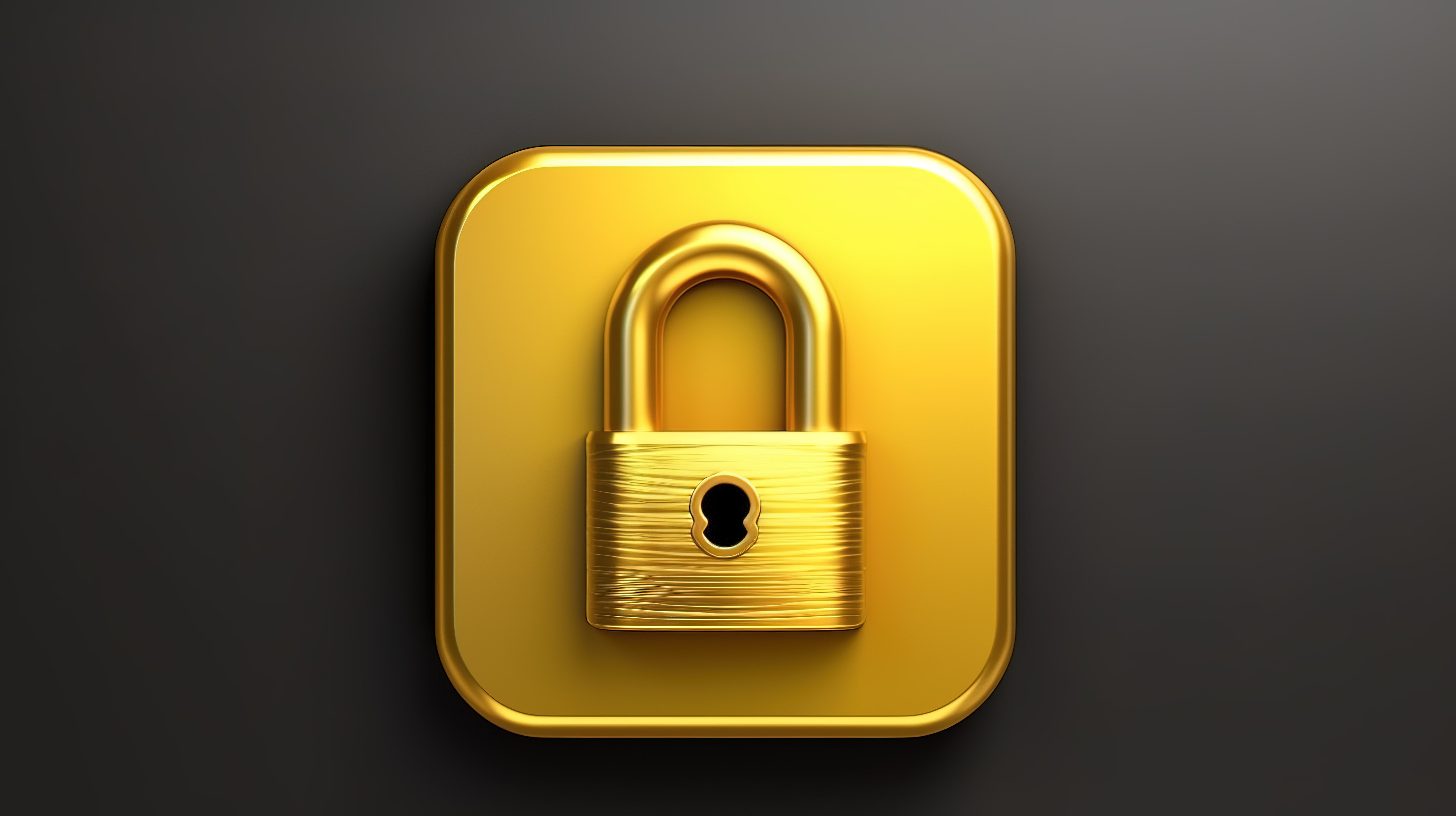 哑光金色表面上的解锁符号光泽金色锁图标 3D 渲染的社交媒体图标图片