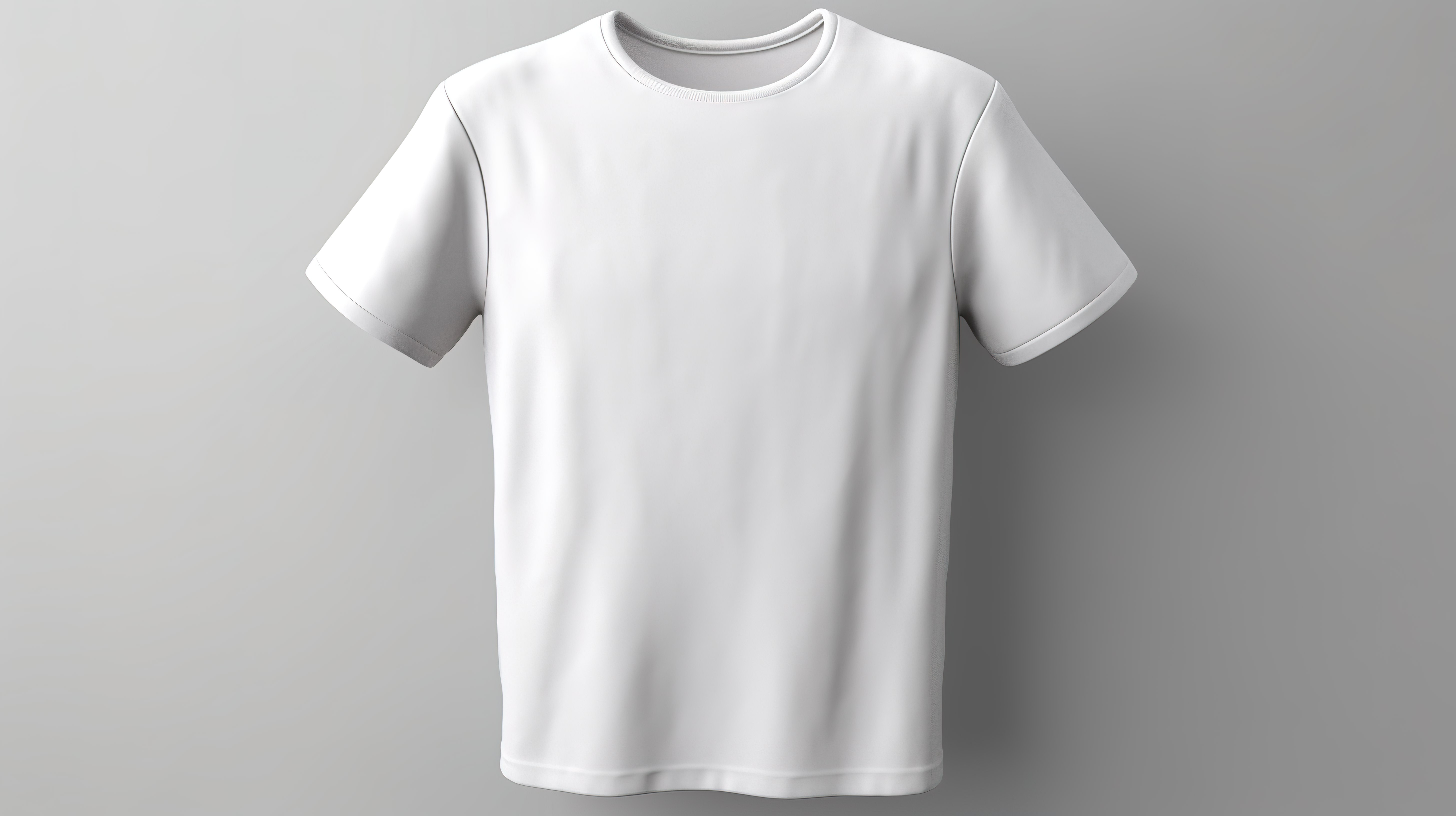 白色 T 恤特写，在 3D 渲染的白色背景上为您的设计提供空白空间图片