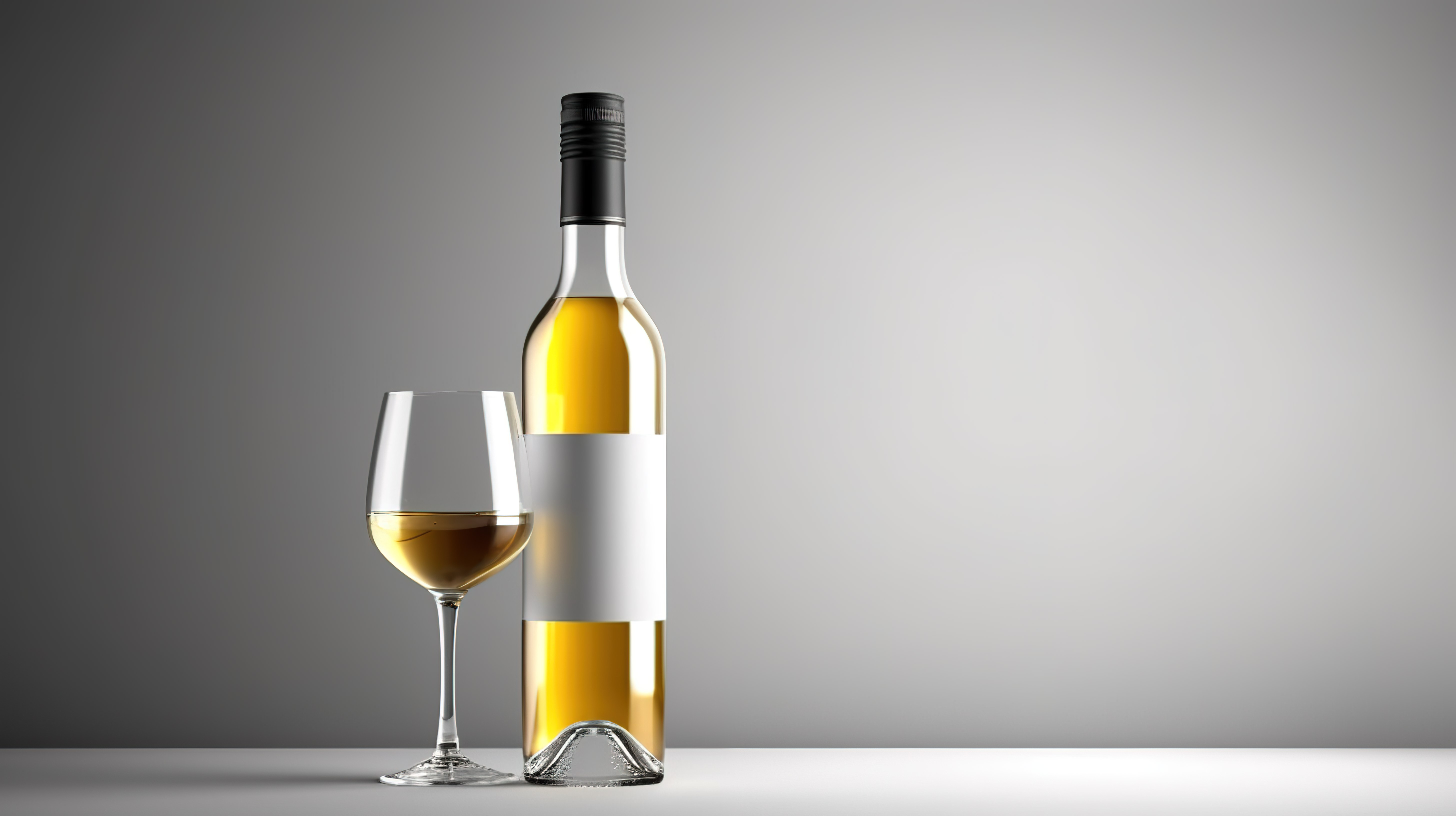 在灰色背景上展示的空白酒瓶是酒精饮料行业和广告数字渲染 3D 显示的理想产品图片