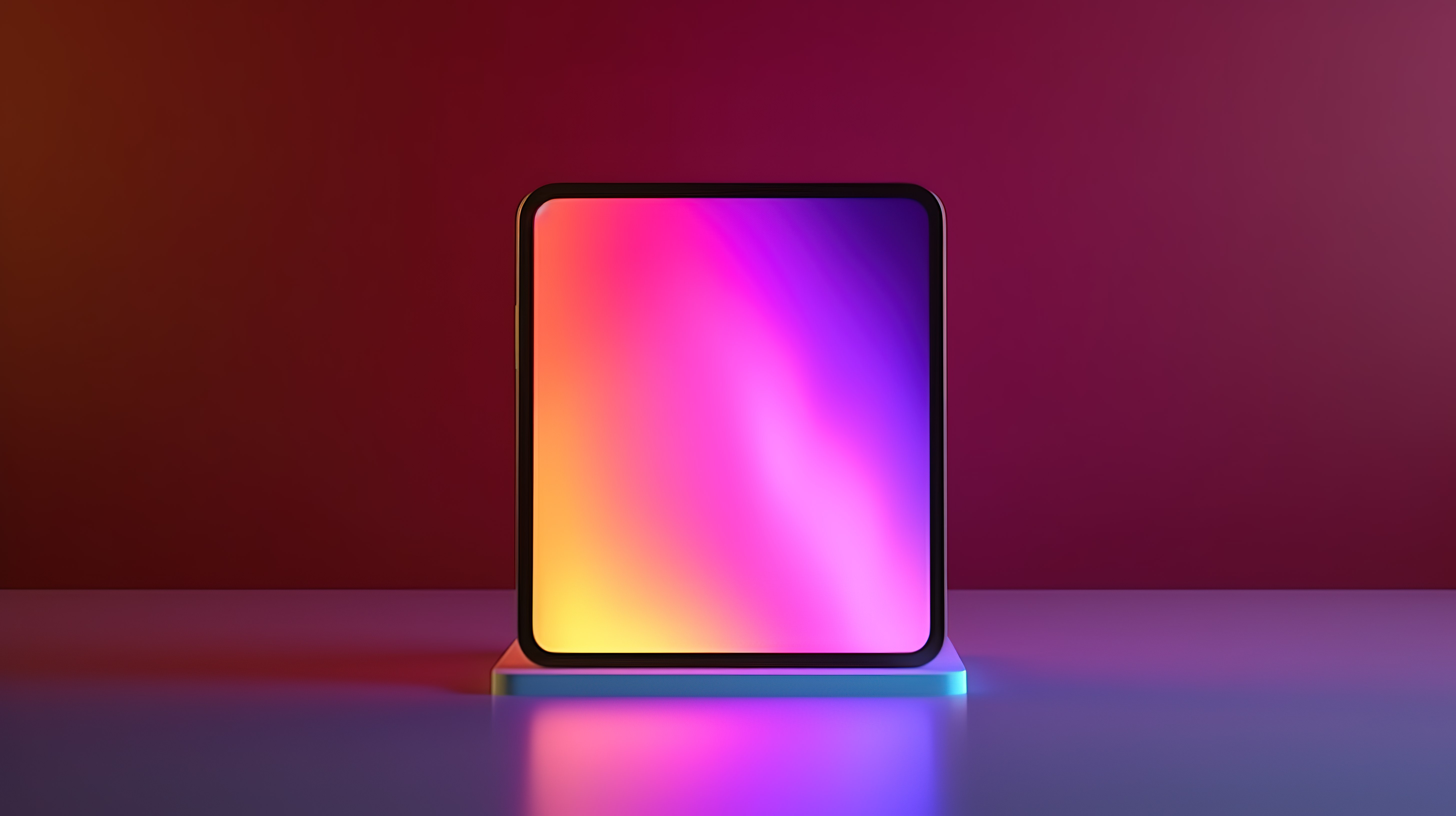 垂直数字平板电脑样机的彩色背景 3D 渲染图片
