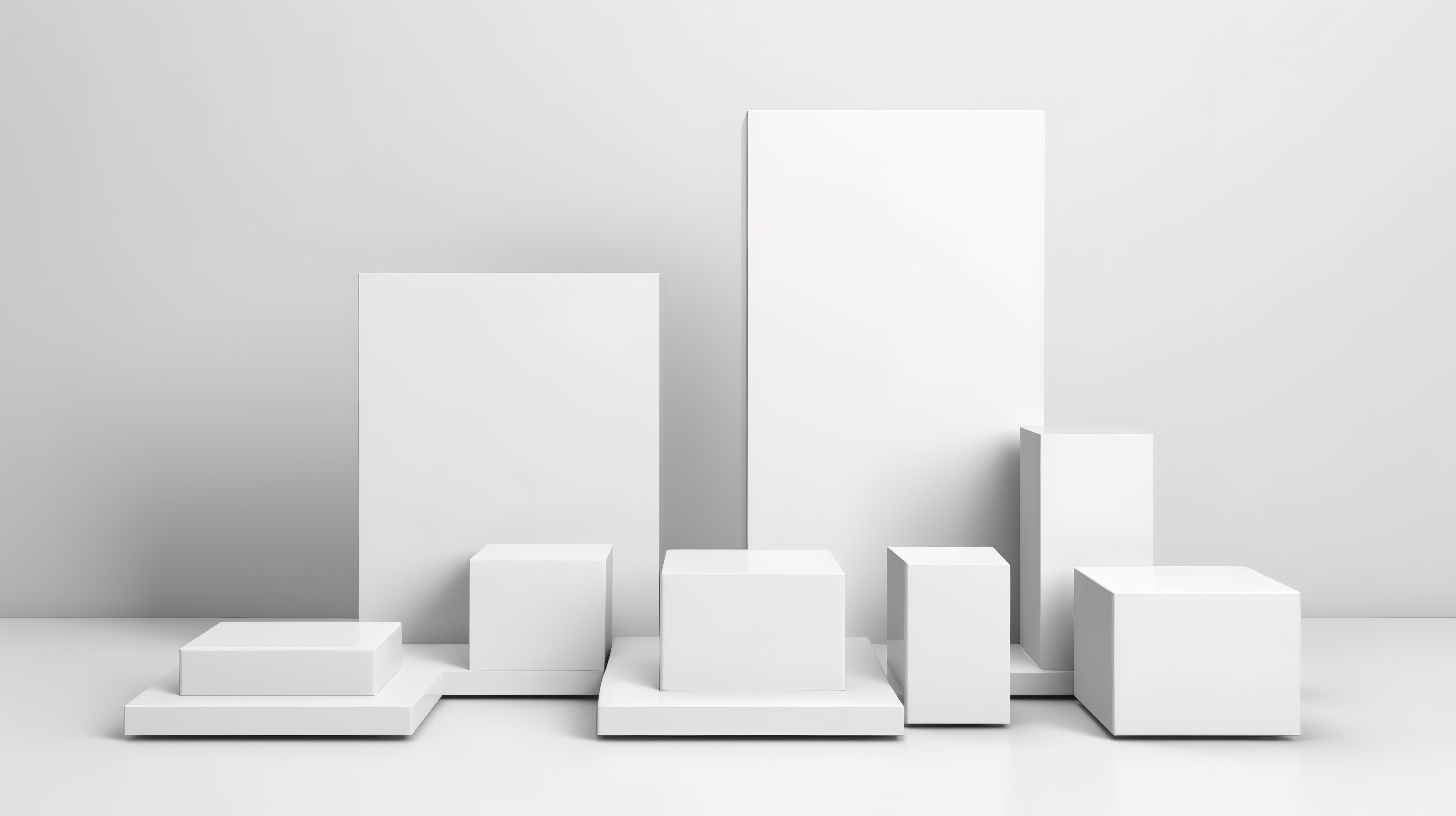 白色背景的 3D 渲染与逼真的立方体讲台几何空白产品展台和博物馆画廊的展览展示图片