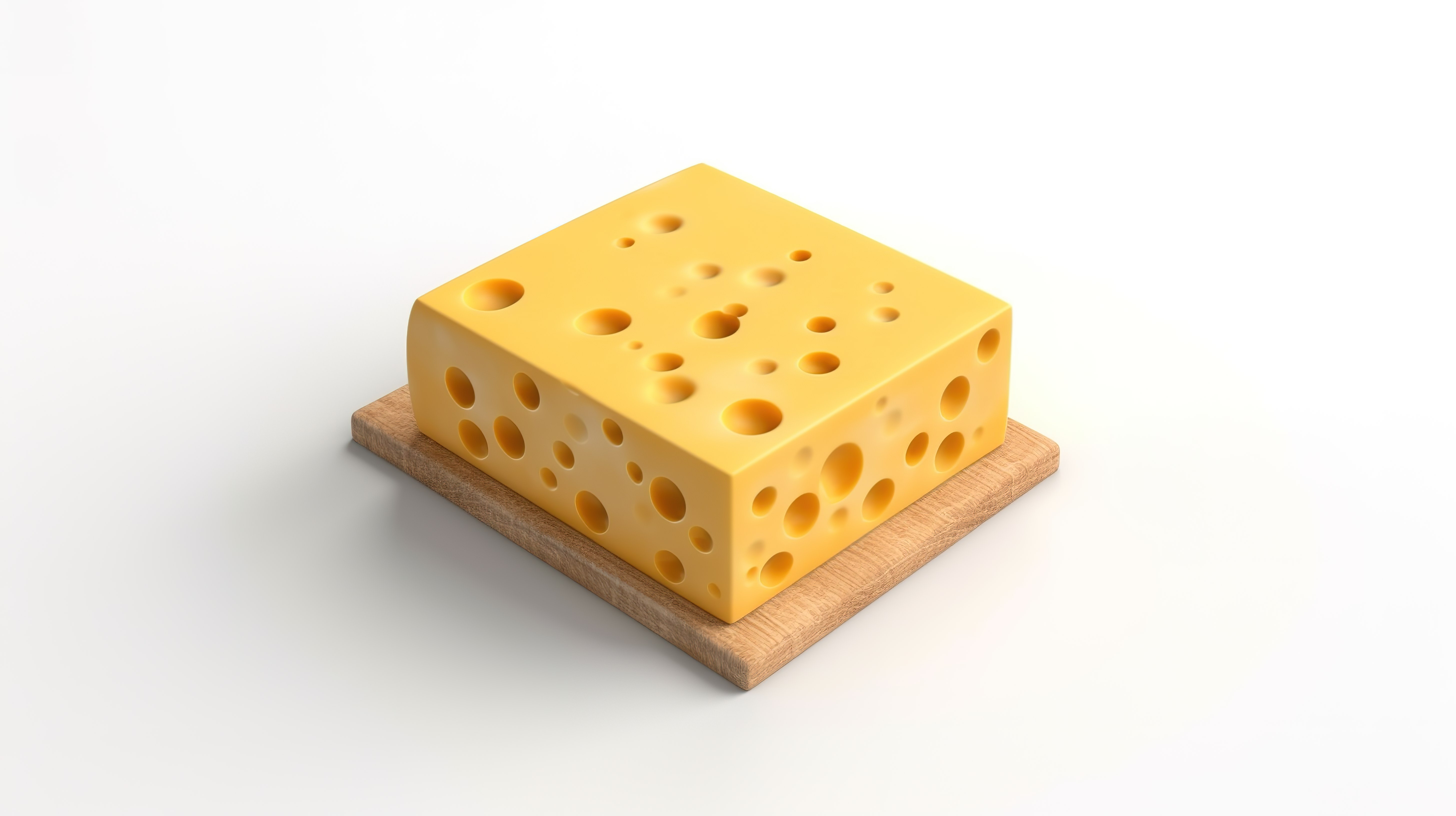 单个奶酪或切达干酪对象的独立 3D 渲染图片