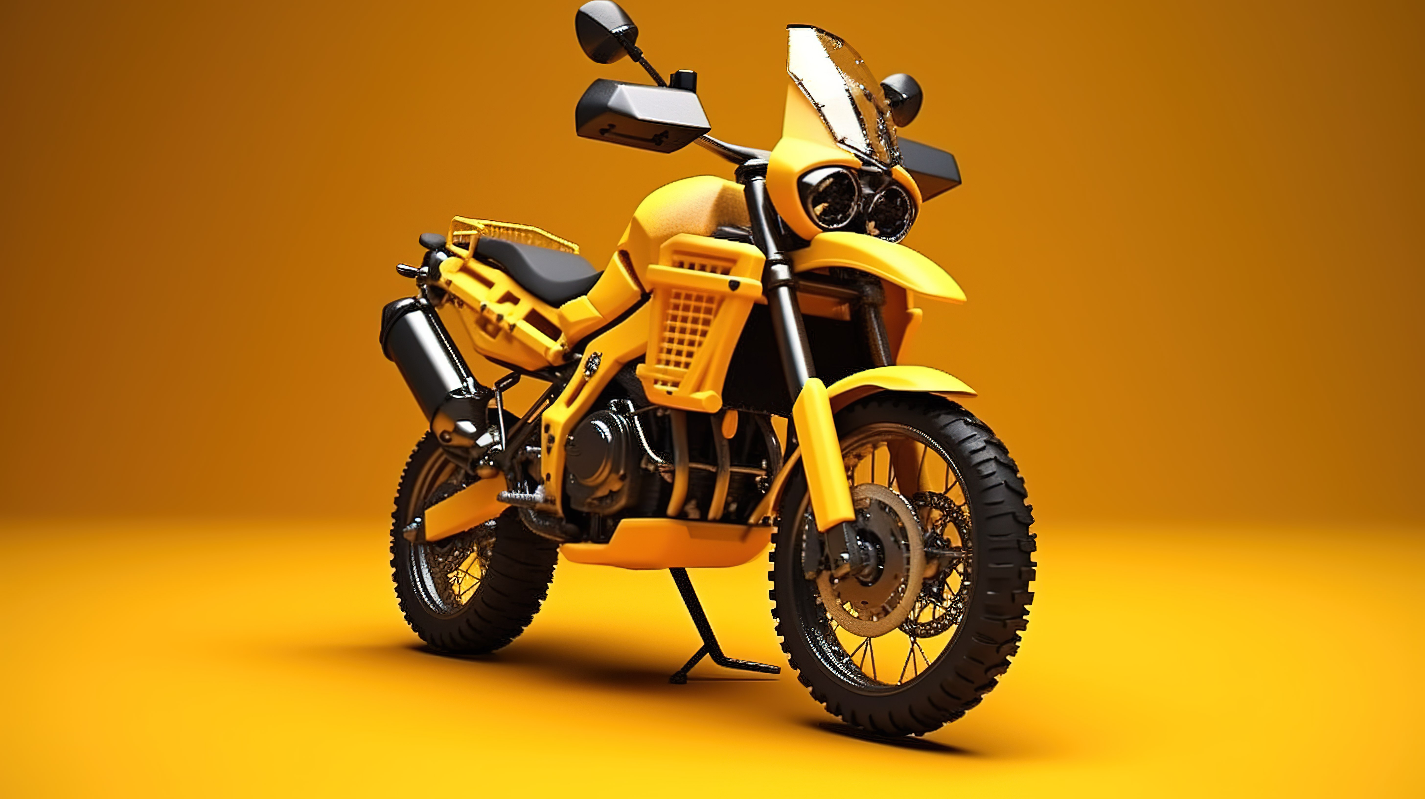 黄色轻型耐力摩托车旅游用 3D 插图图片