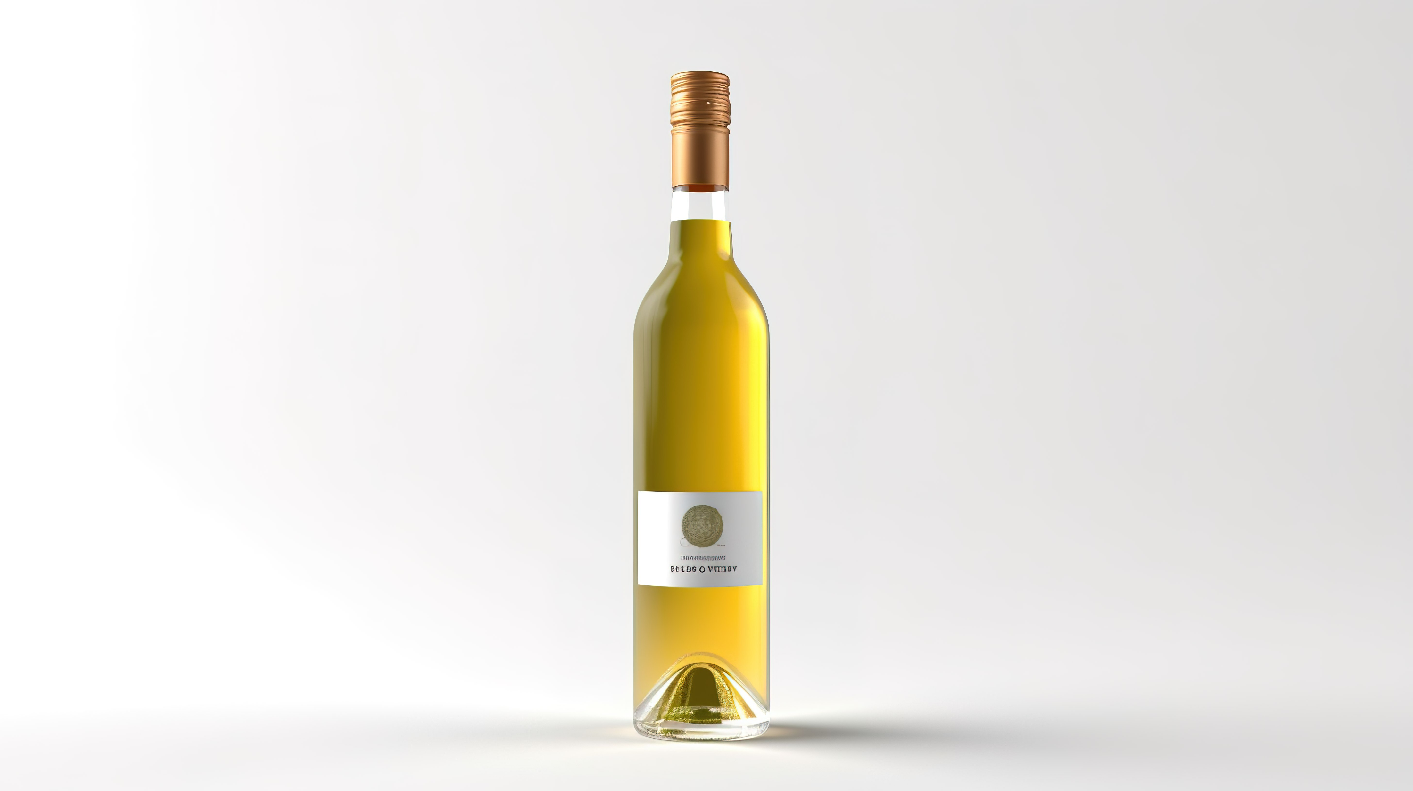 干净的白色背景上带有标签的白葡萄酒瓶的逼真 3D 插图图片