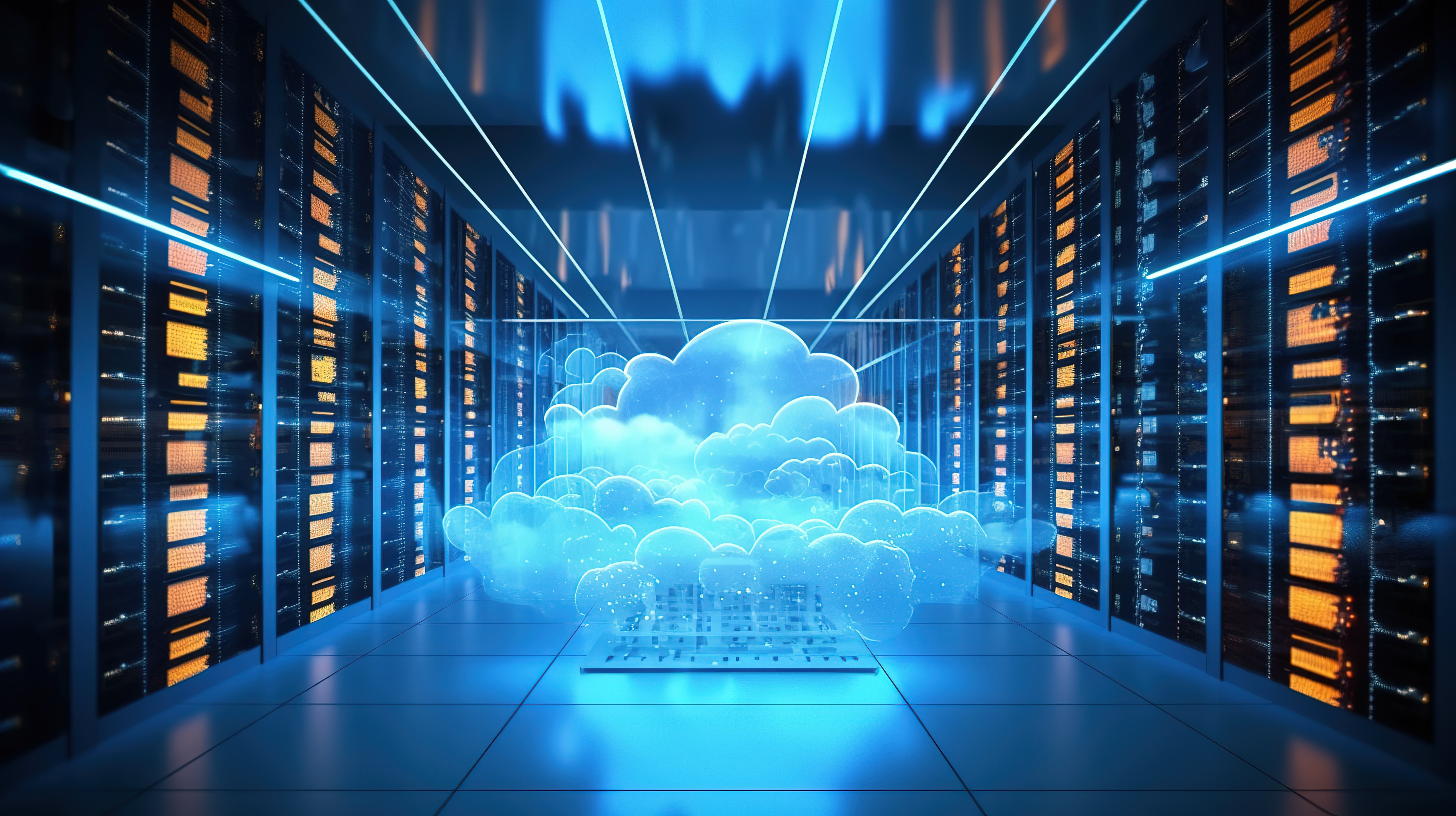 具有先进技术背景云服务存储概念的互联网数据网络 3D 渲染云计算技术图片