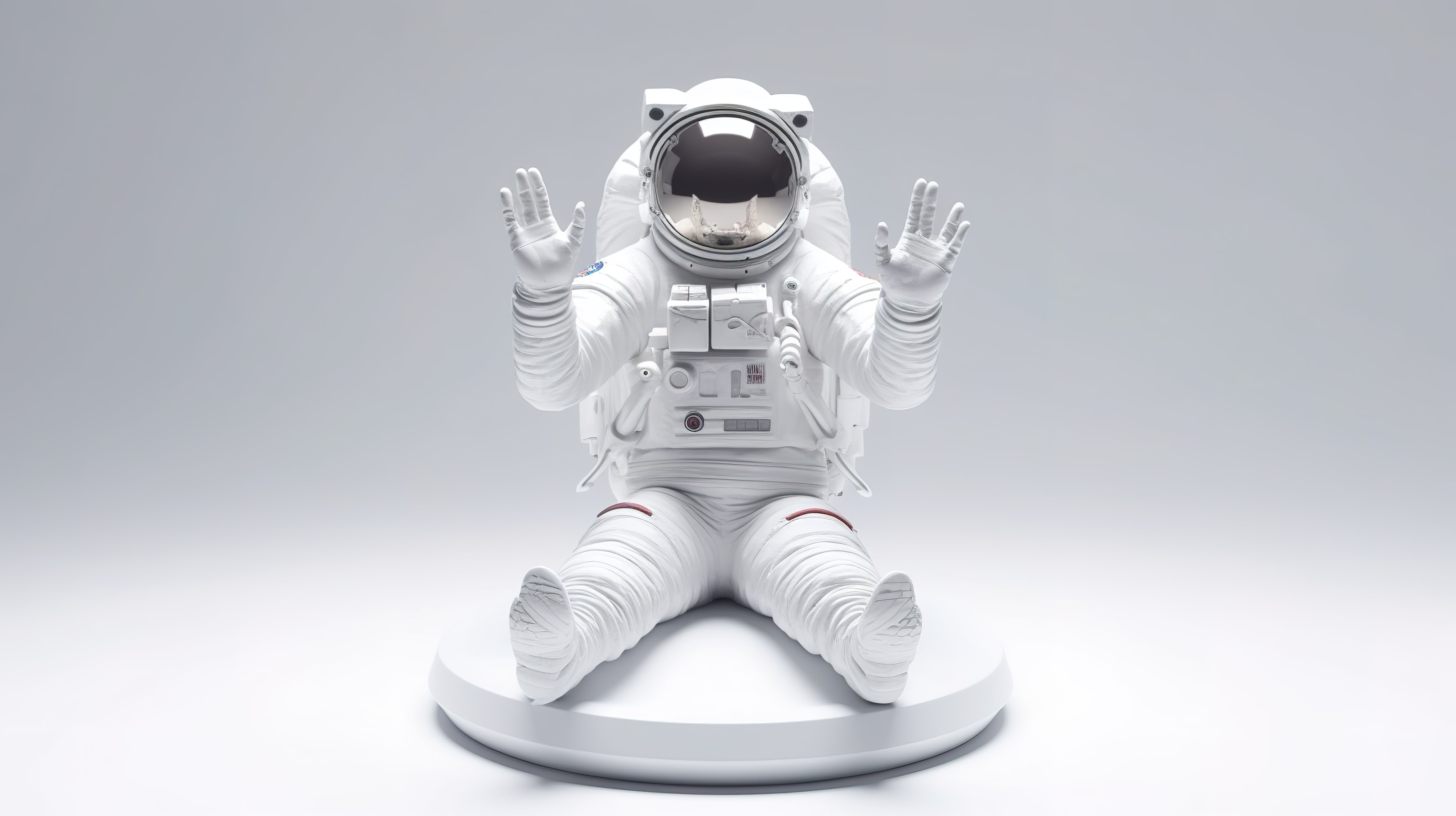合十礼手势宇航员 3D 渲染设计理想的网页横幅营销材料商业演示在线广告图片