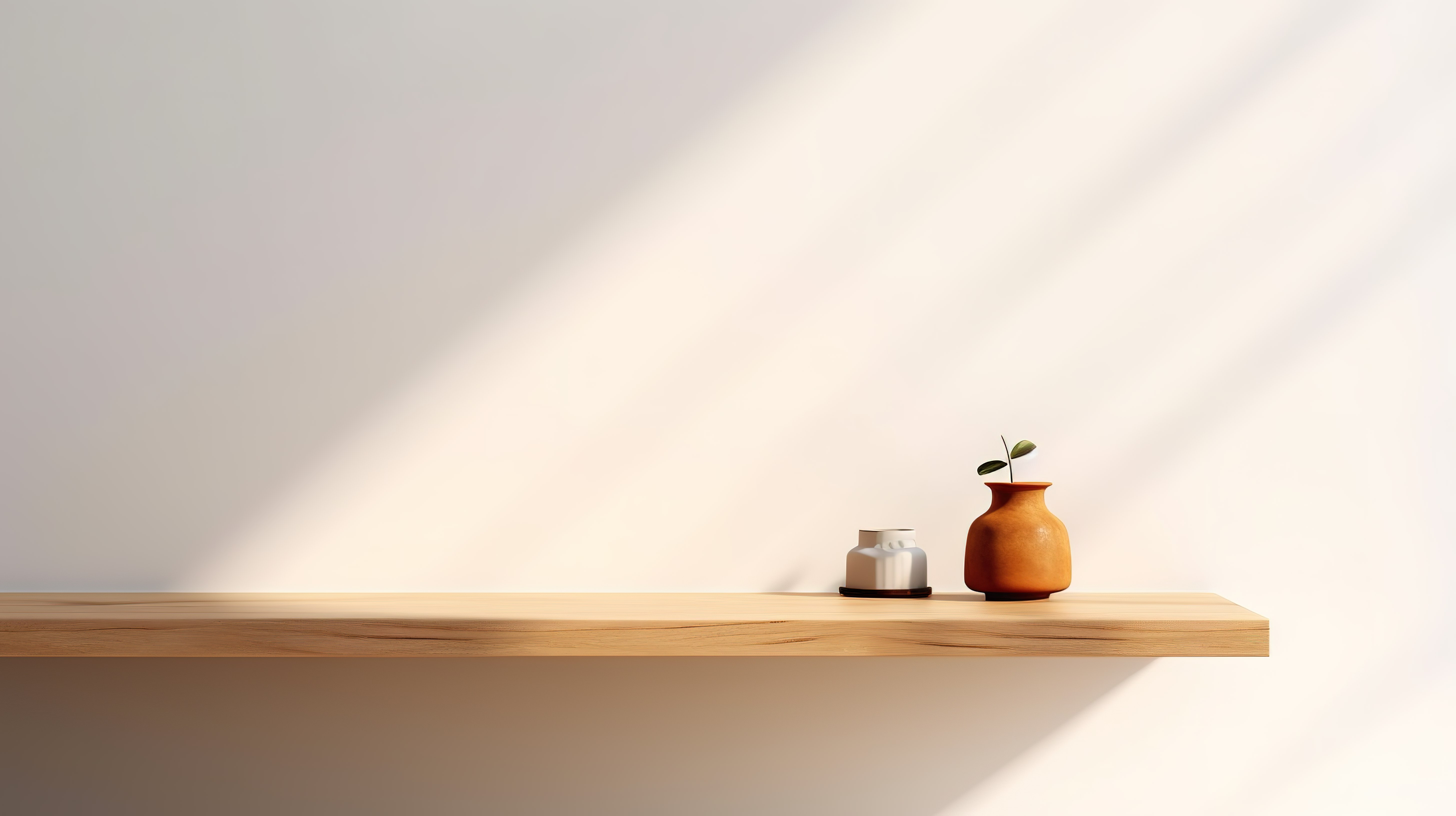 一张简单的木桌，具有干净的白色背景和完美的 3D 产品模型阴影图片