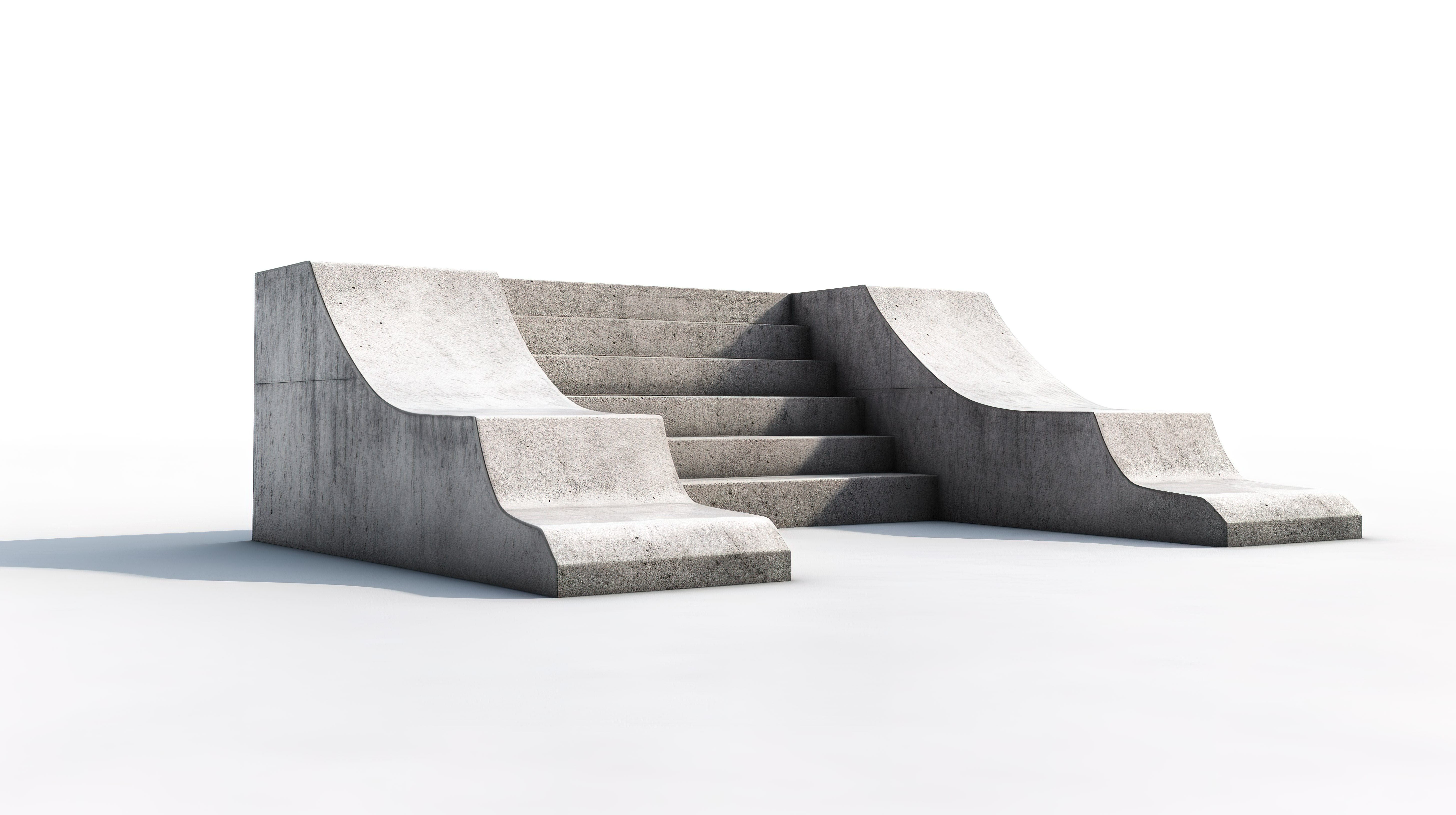 元素滑板公园的半坡道集合 3D 插图图片