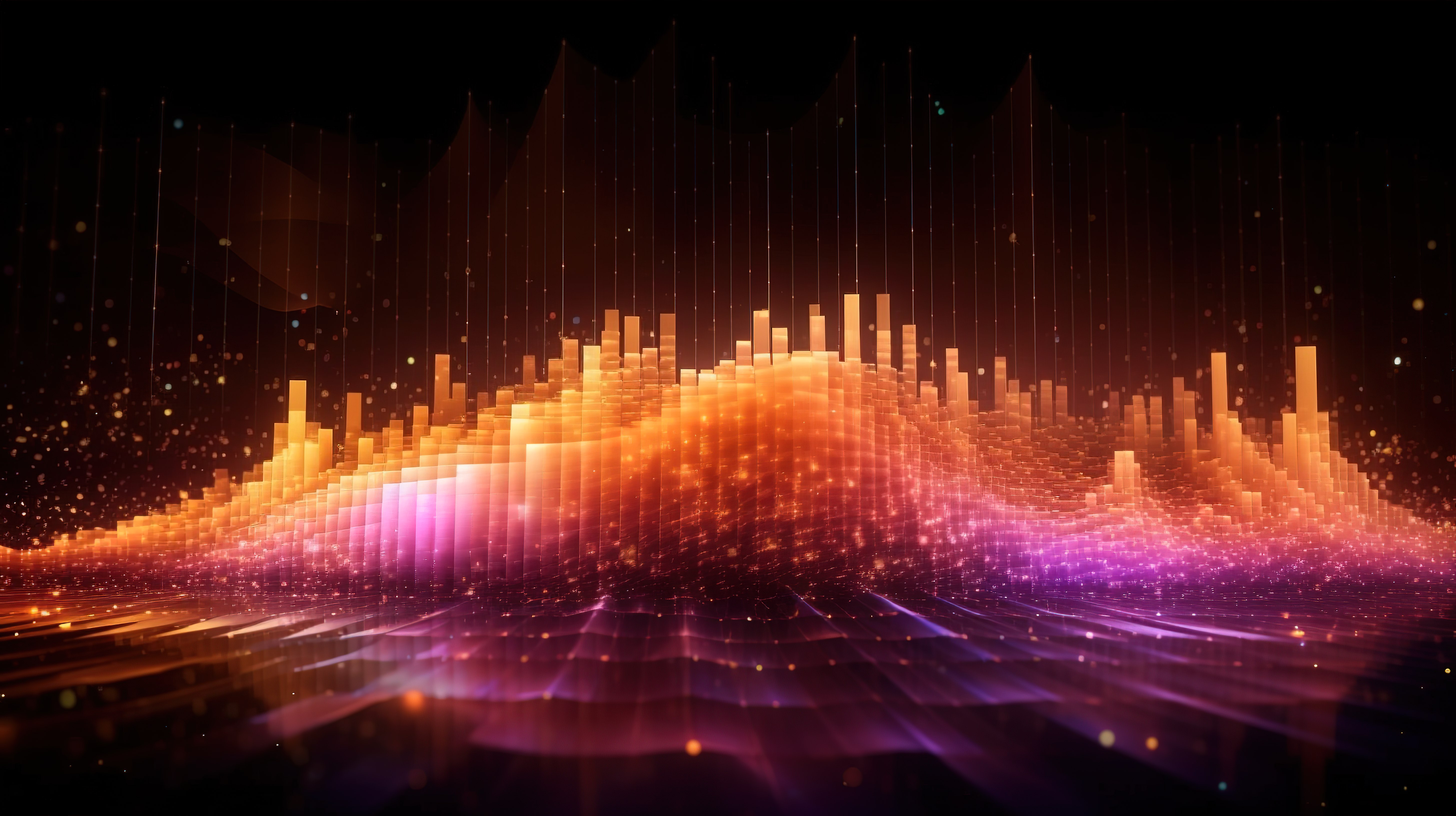 音乐均衡器粒子波抽象声音可视化未来派插图 3D图片