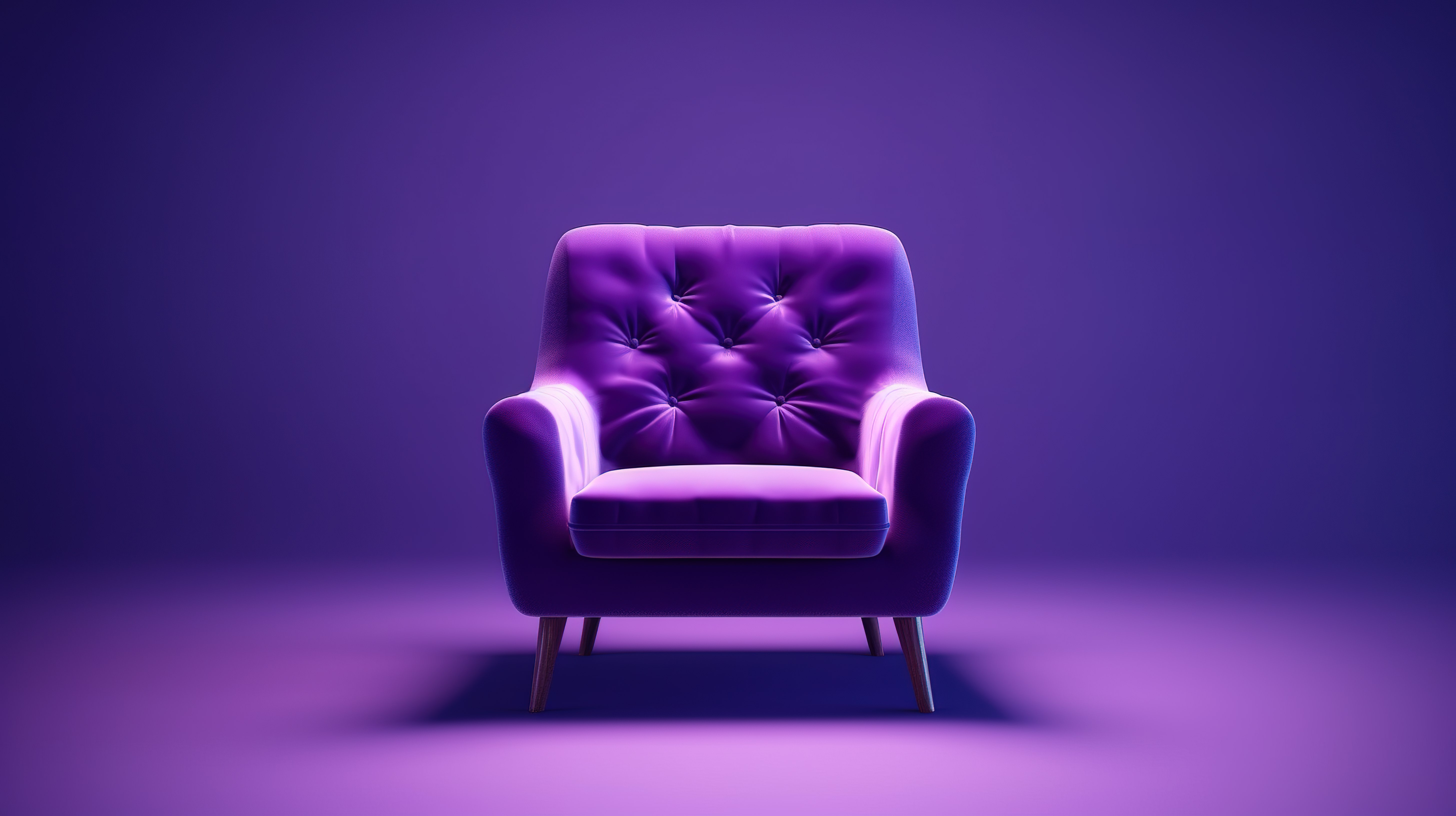工作室里单独的 3D 渲染紫色椅子的插图图片