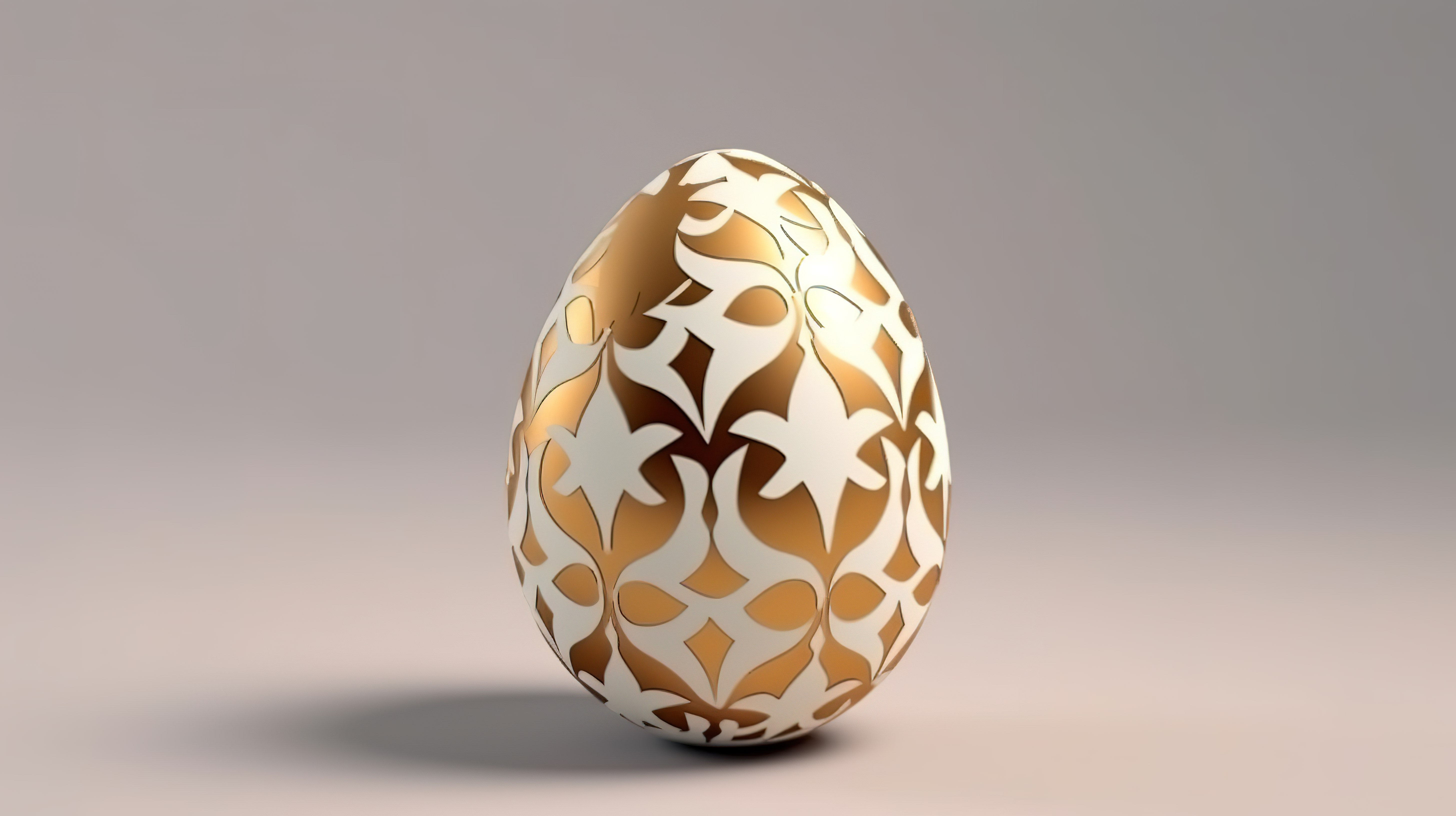3d 呈现金色和白色图案的华丽复活节彩蛋图片