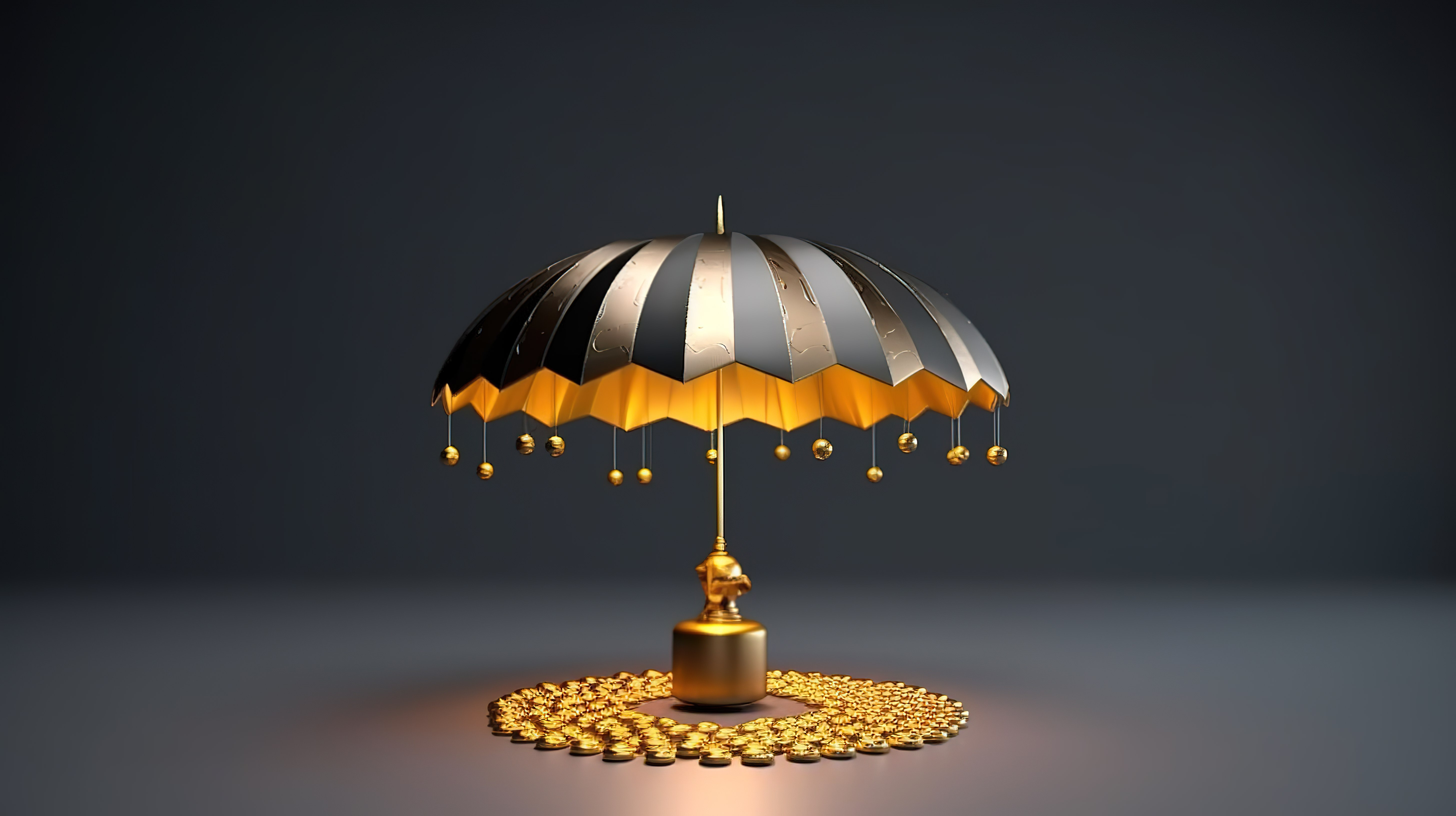 财富的保护在安全保护伞下莱特币加密的 3D 渲染图片